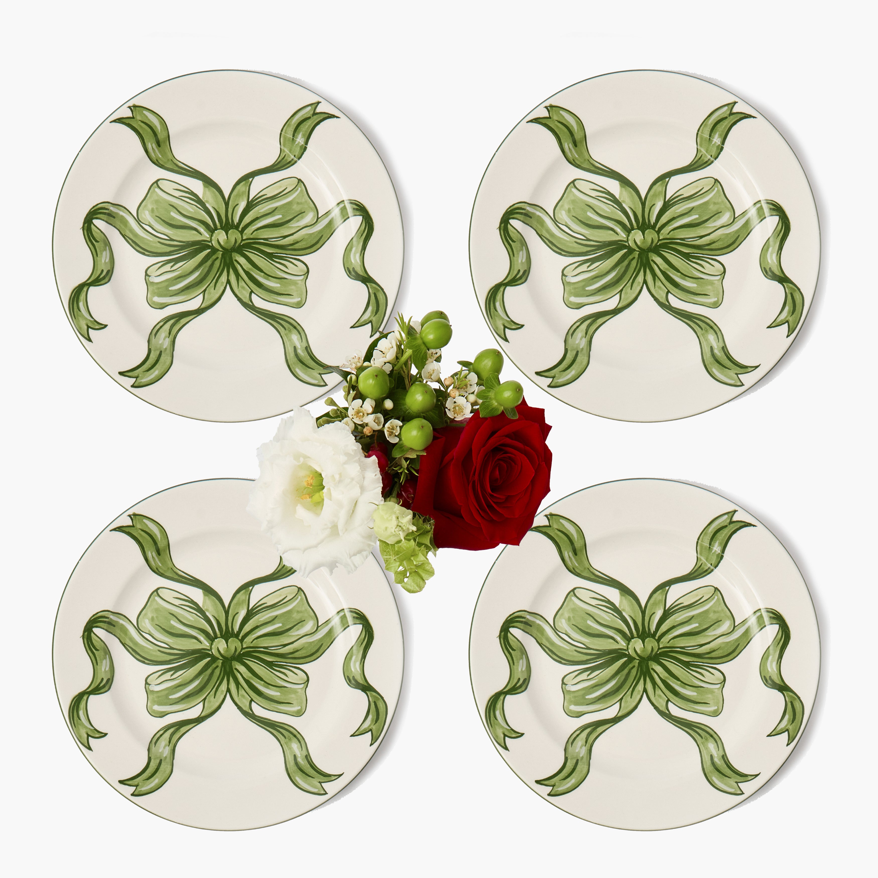 Green Audrey Bow Starter Plates (Set of 4)