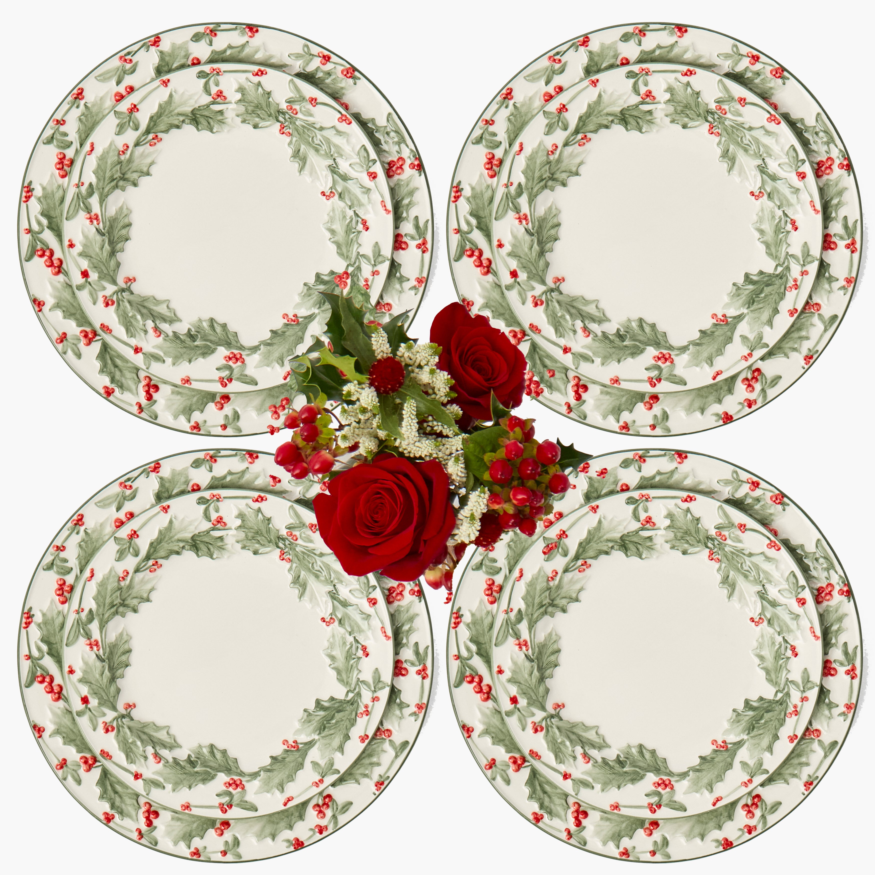 Holly Dinner & Starter Plates (Set of 8)