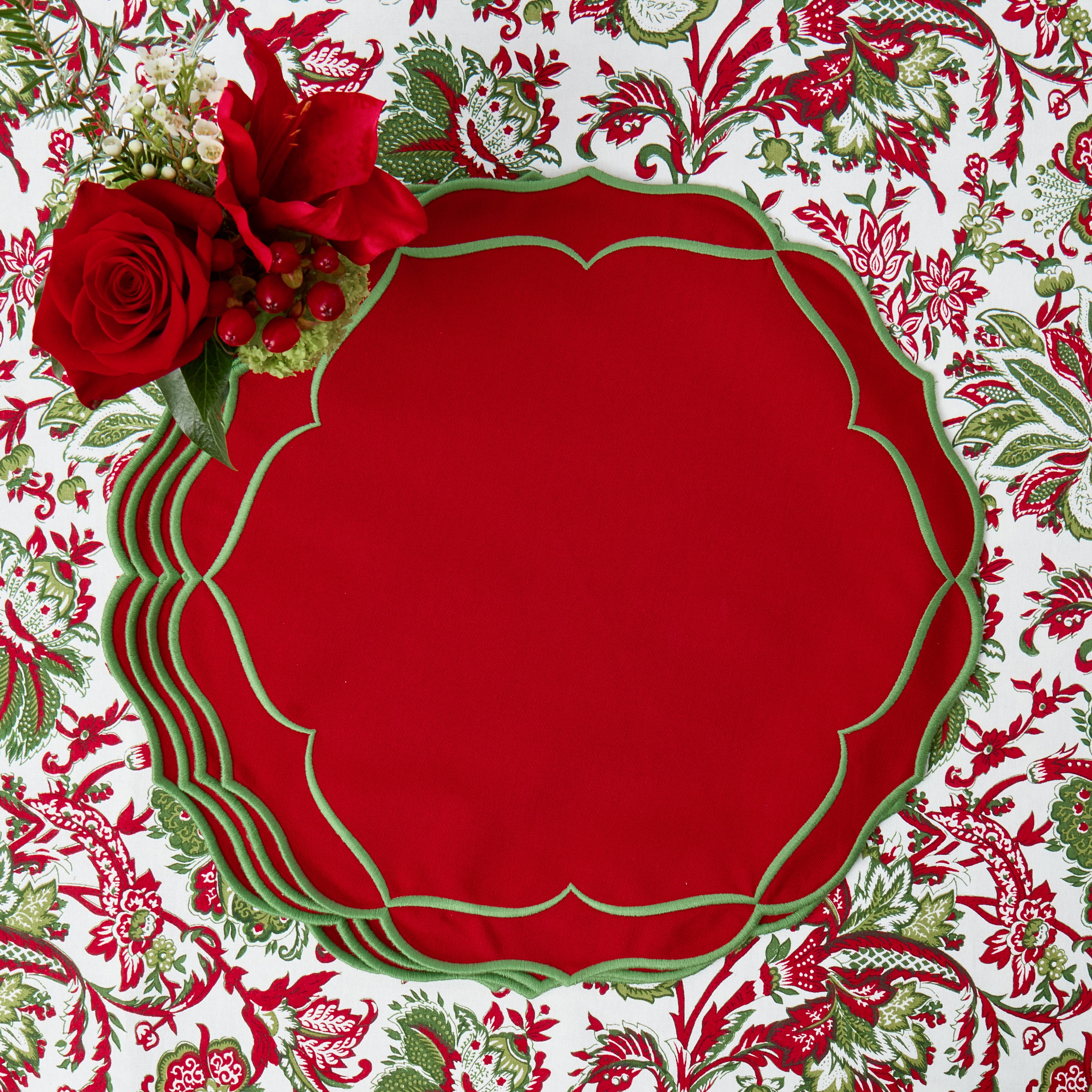 Red & Green Sylvia Placemats (Set of 4)