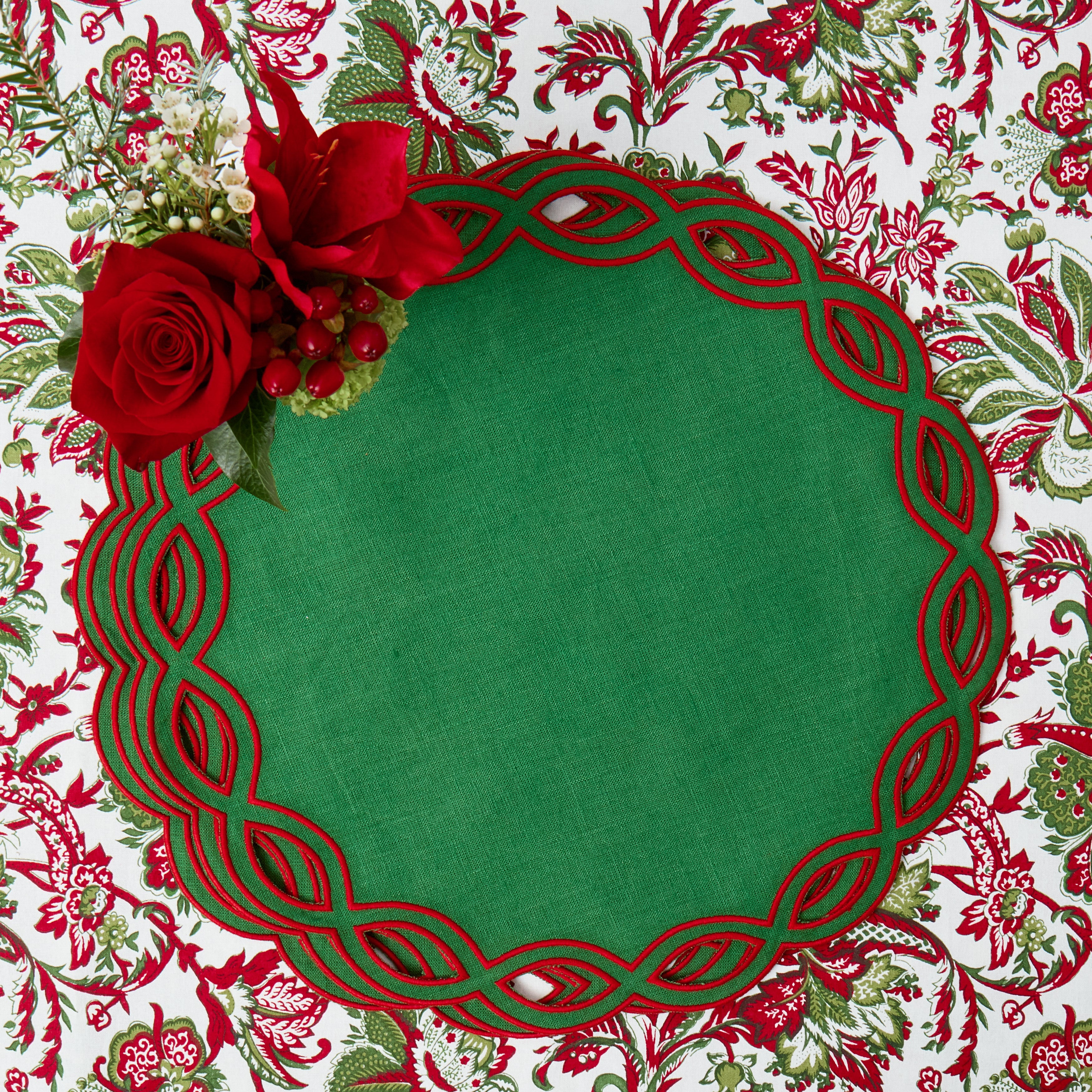 Emerald & Red Julia Placemats (Set of 4)