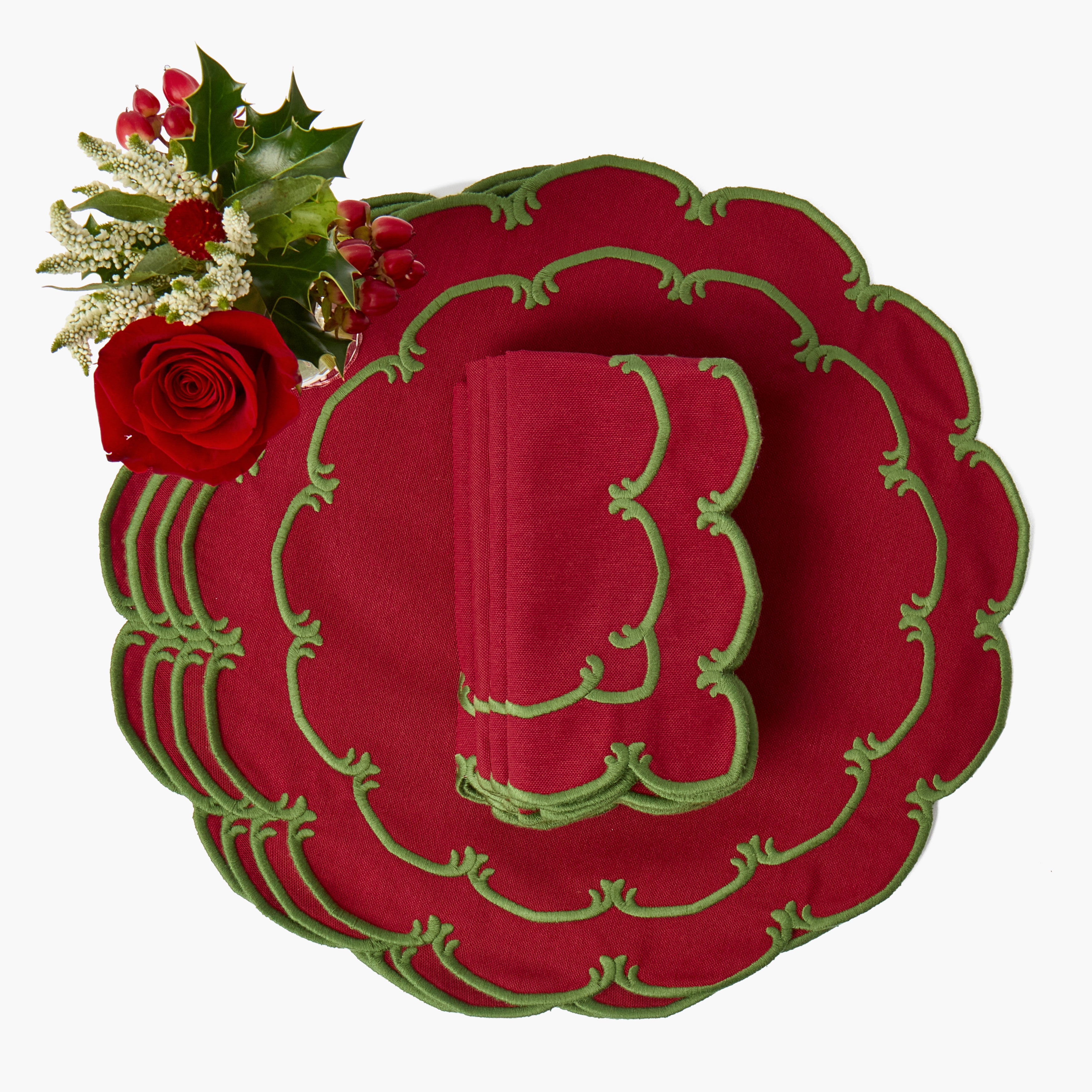 Red & Green Amanda Placemats (Set of 4)