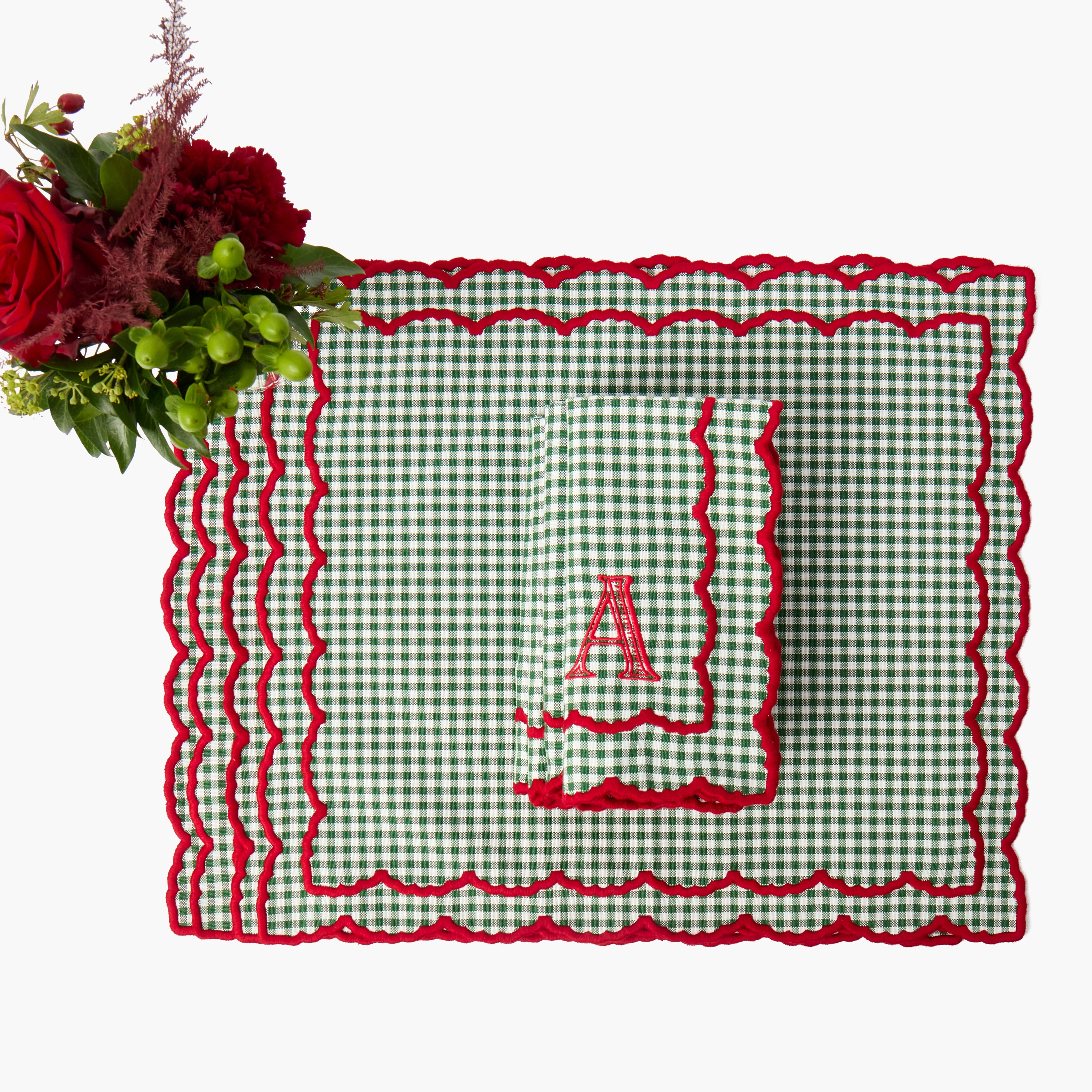 Green & Red Elizabeth Gingham Placemats (Set of 4)