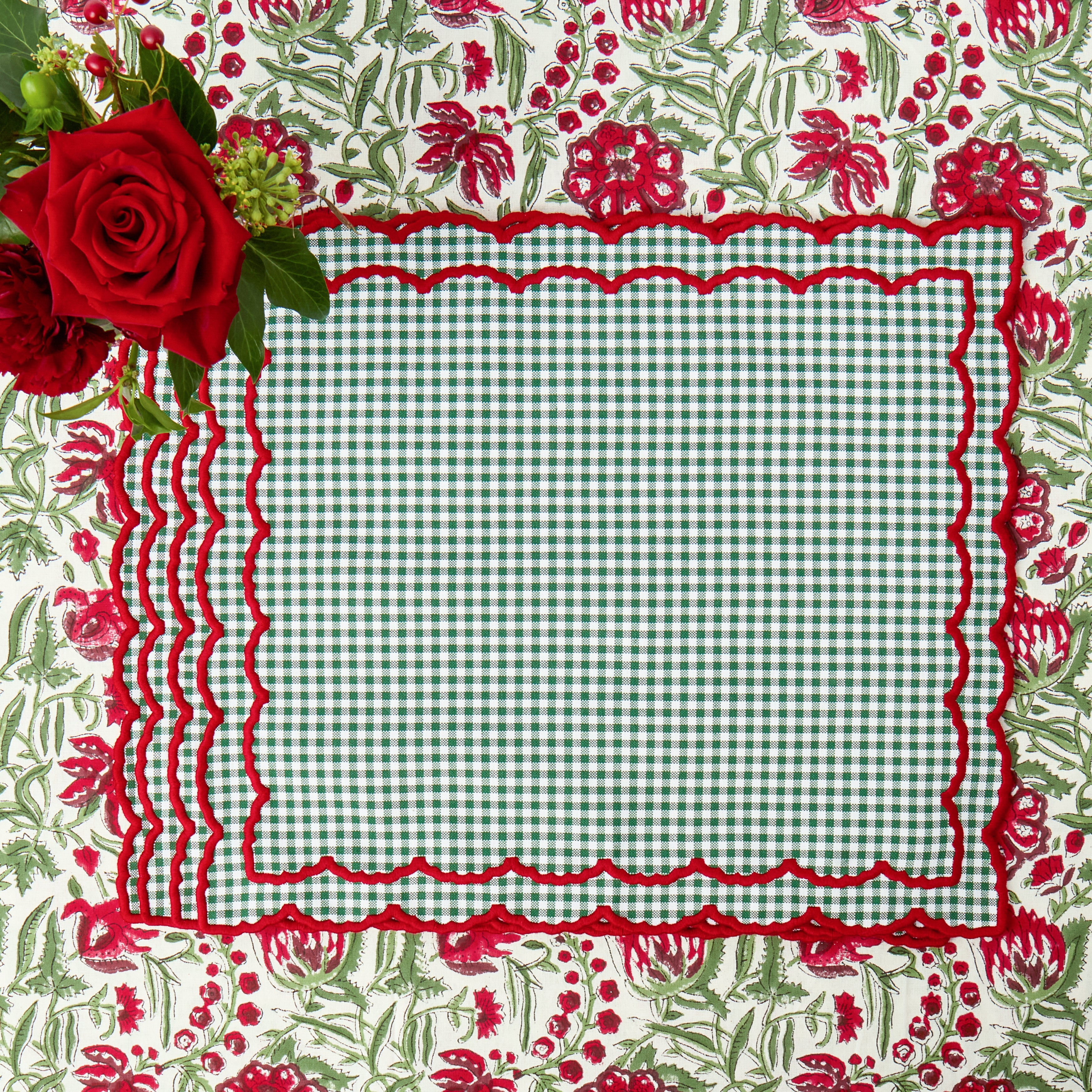 Green & Red Elizabeth Gingham Placemats (Set of 4)
