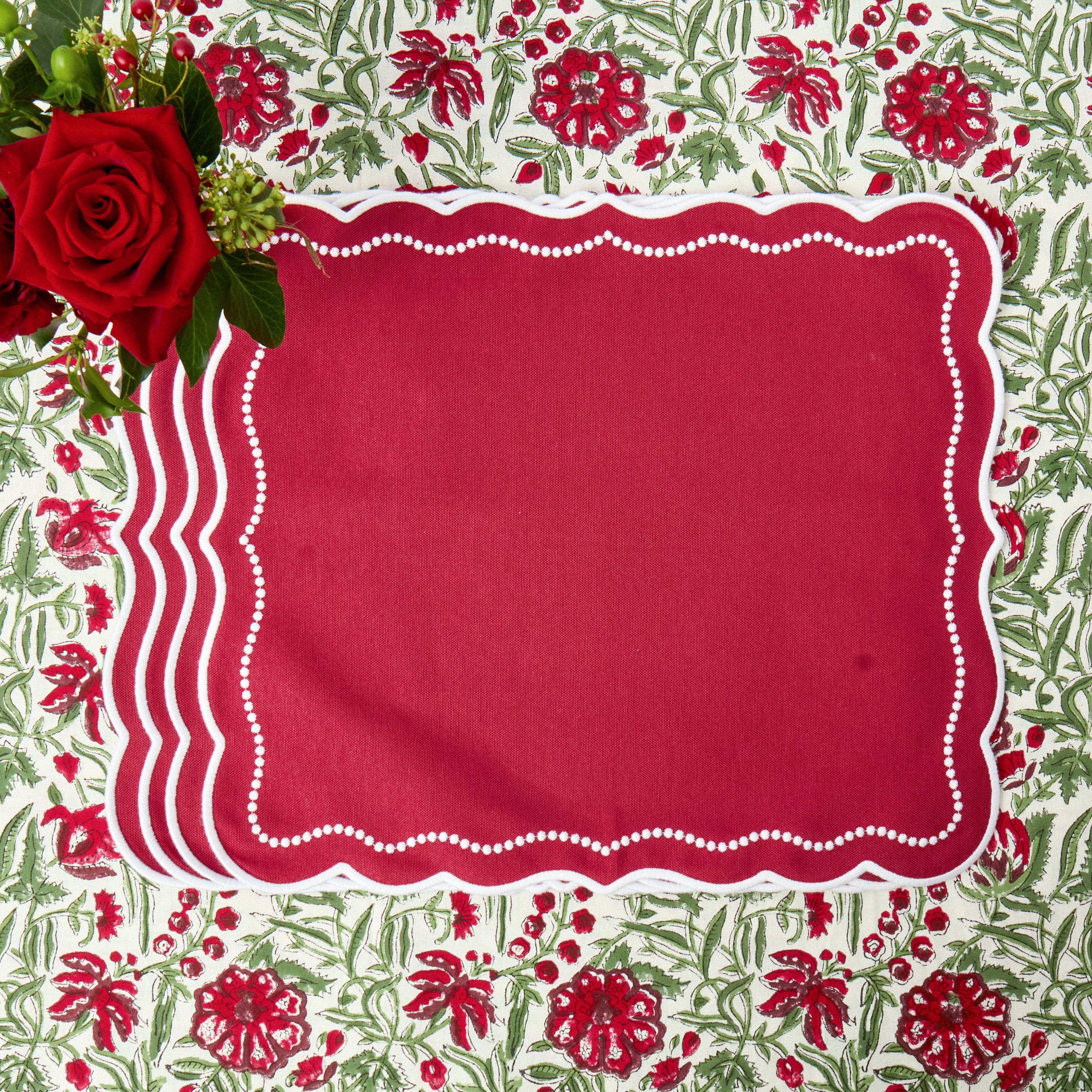 Red Berry Phoebe Placemats (Set of 4)