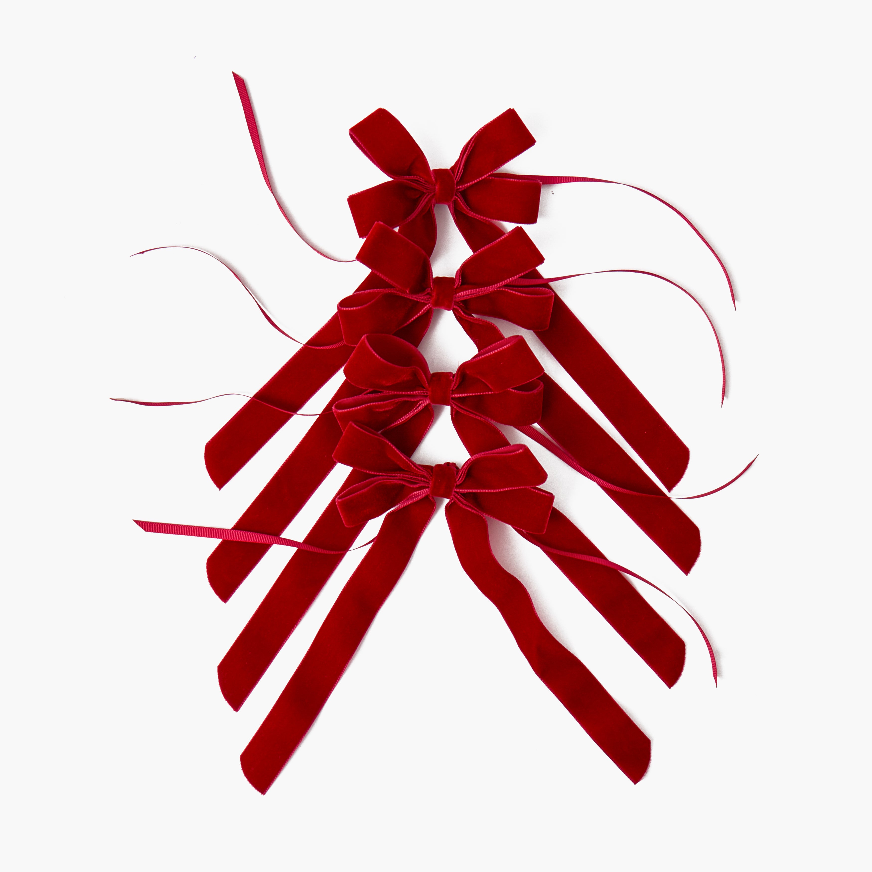 Ruby Red Velvet Double Bows (Set of 4) - 20cm