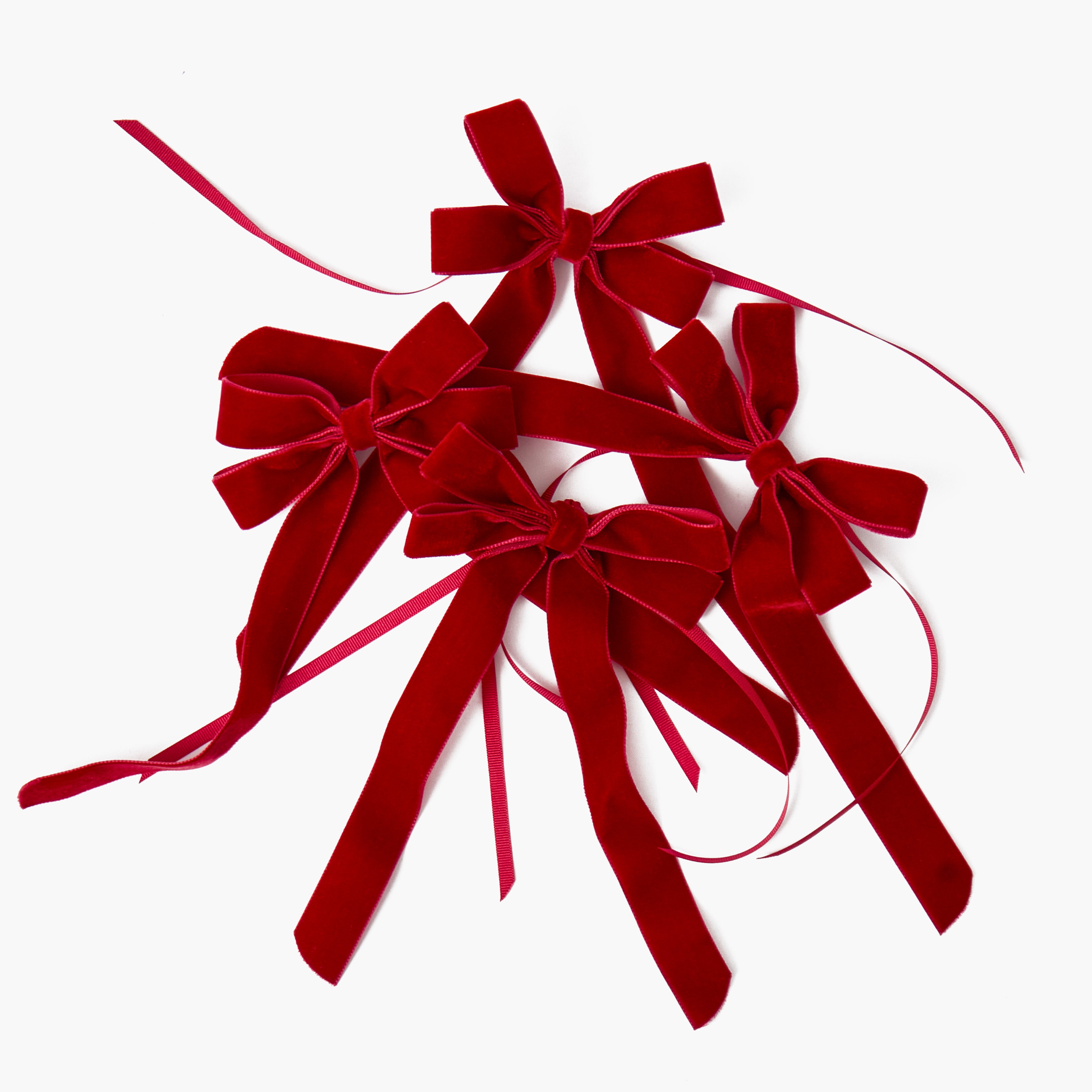 Ruby Red Velvet Double Bows (Set of 4) - 20cm