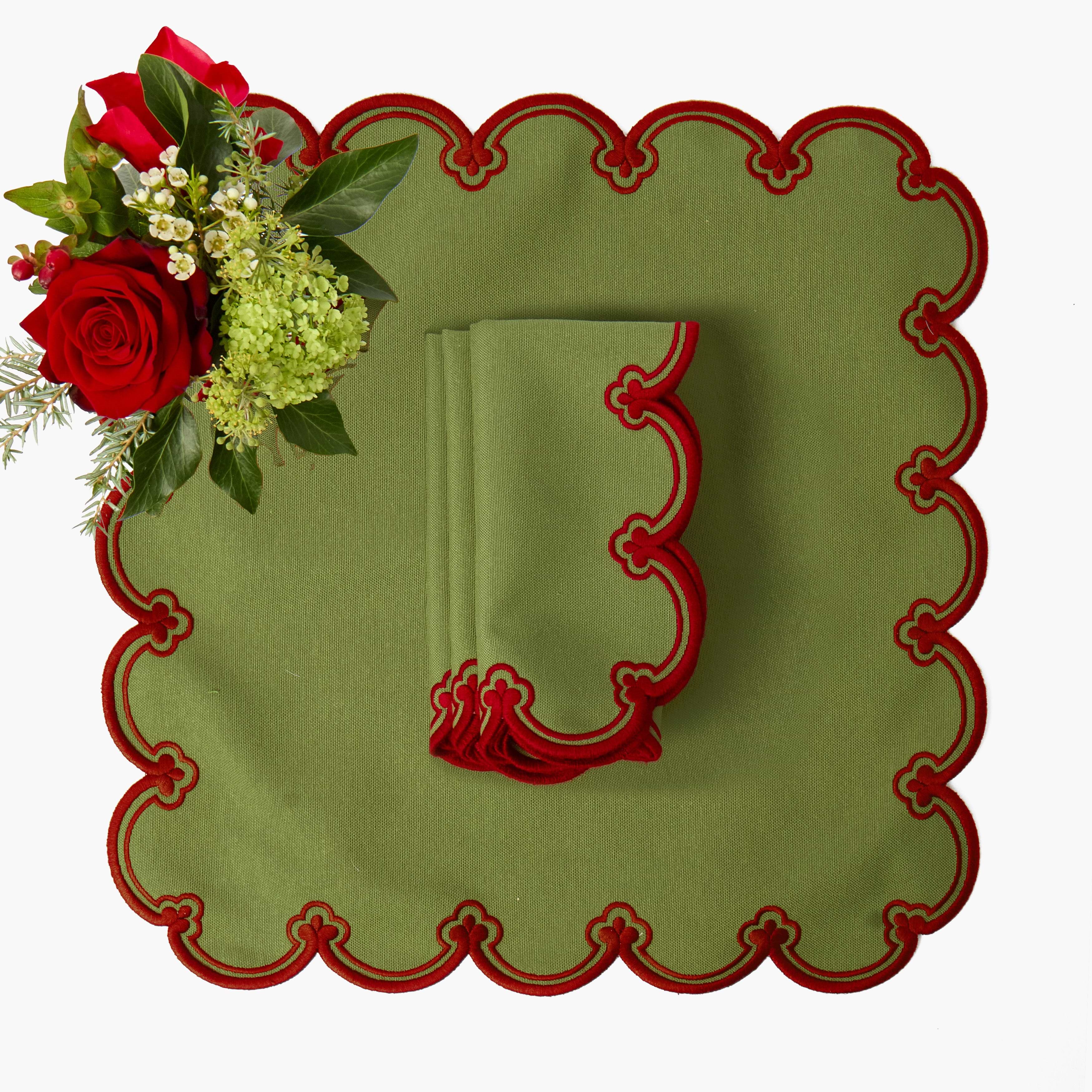Green & Red Delilah Napkins (Set of 4)