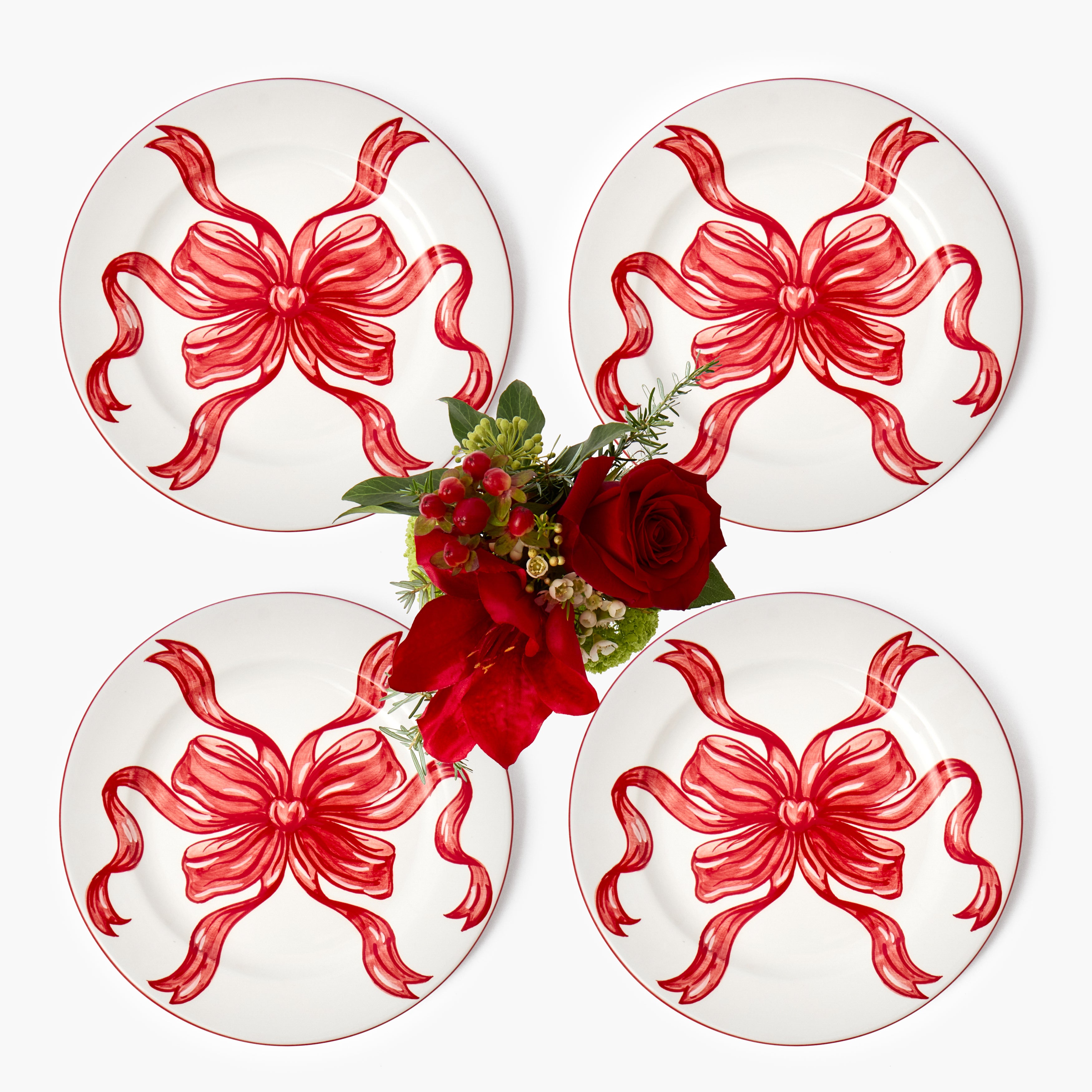 Red Audrey Bow Starter Plates (Set of 4)