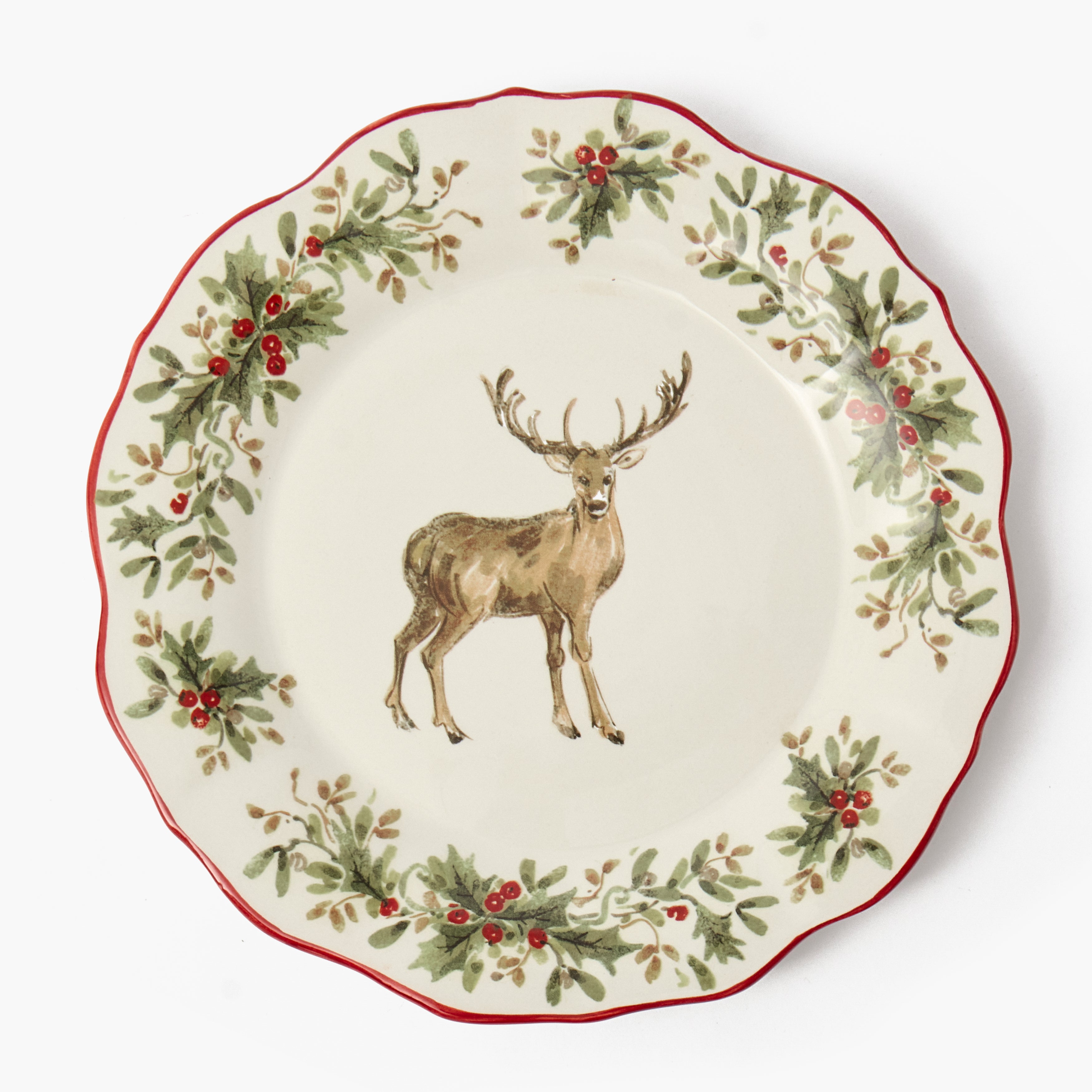 Stag & Holly Garland Dinner Plate