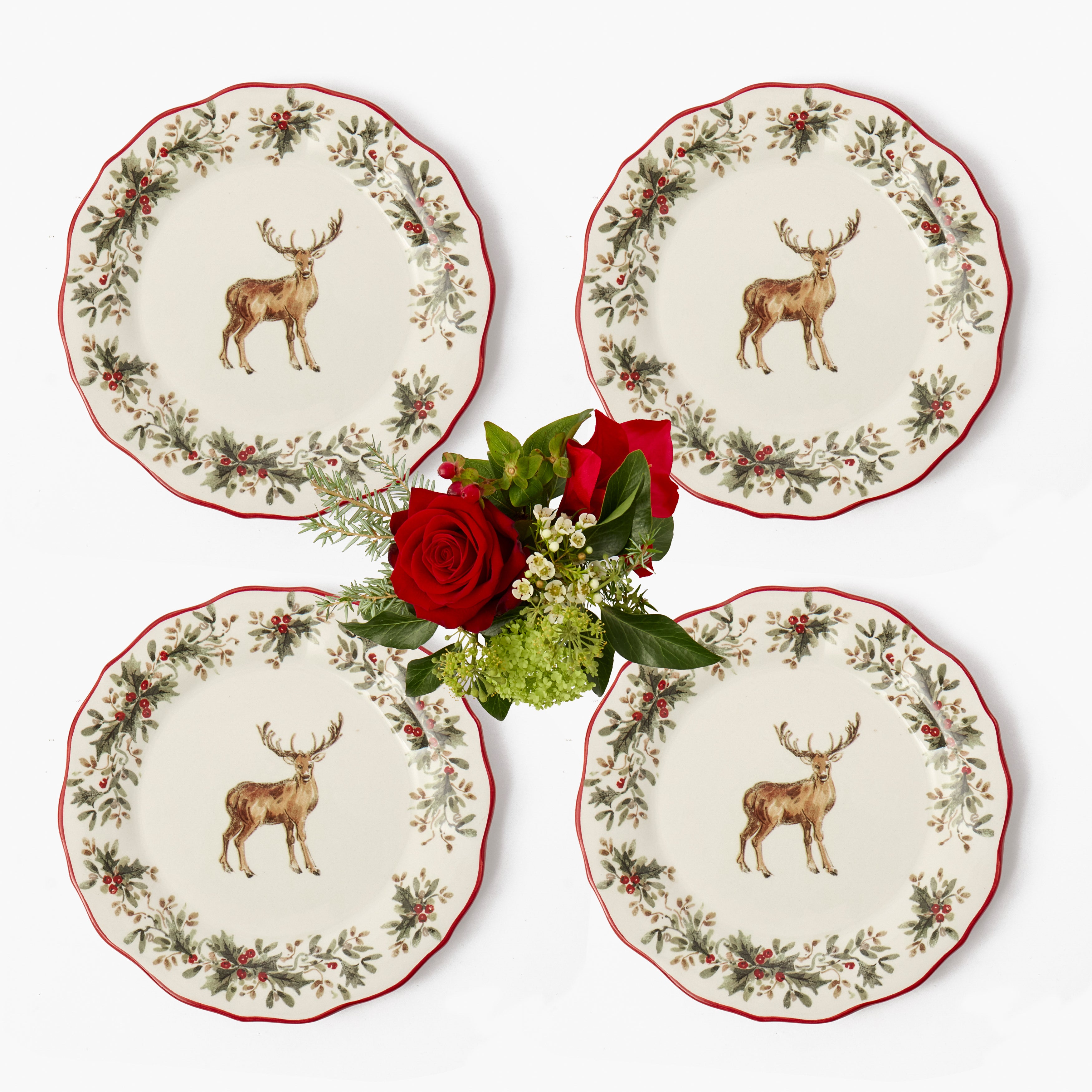Stag & Holly Garland Starter Plates (Set of 4)