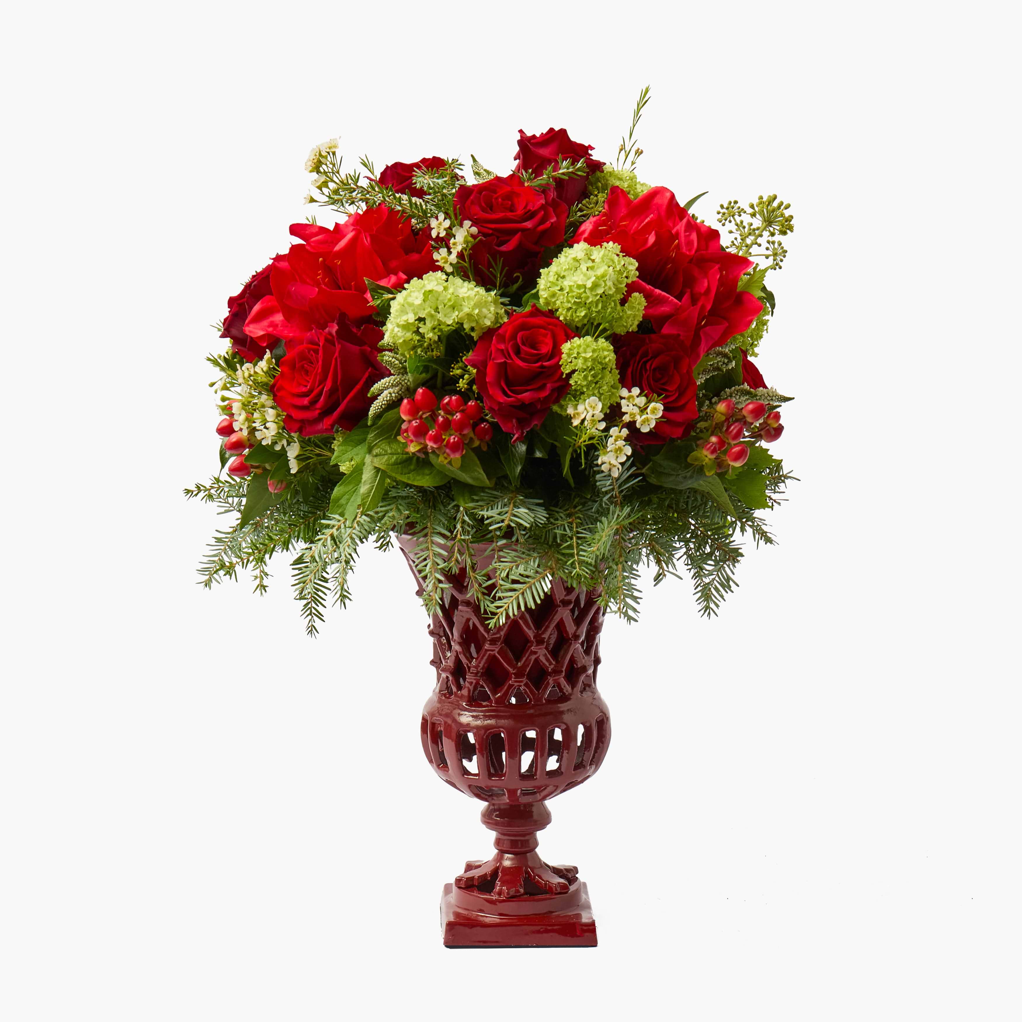 Red Small Adelaide Lattice Urn Vase