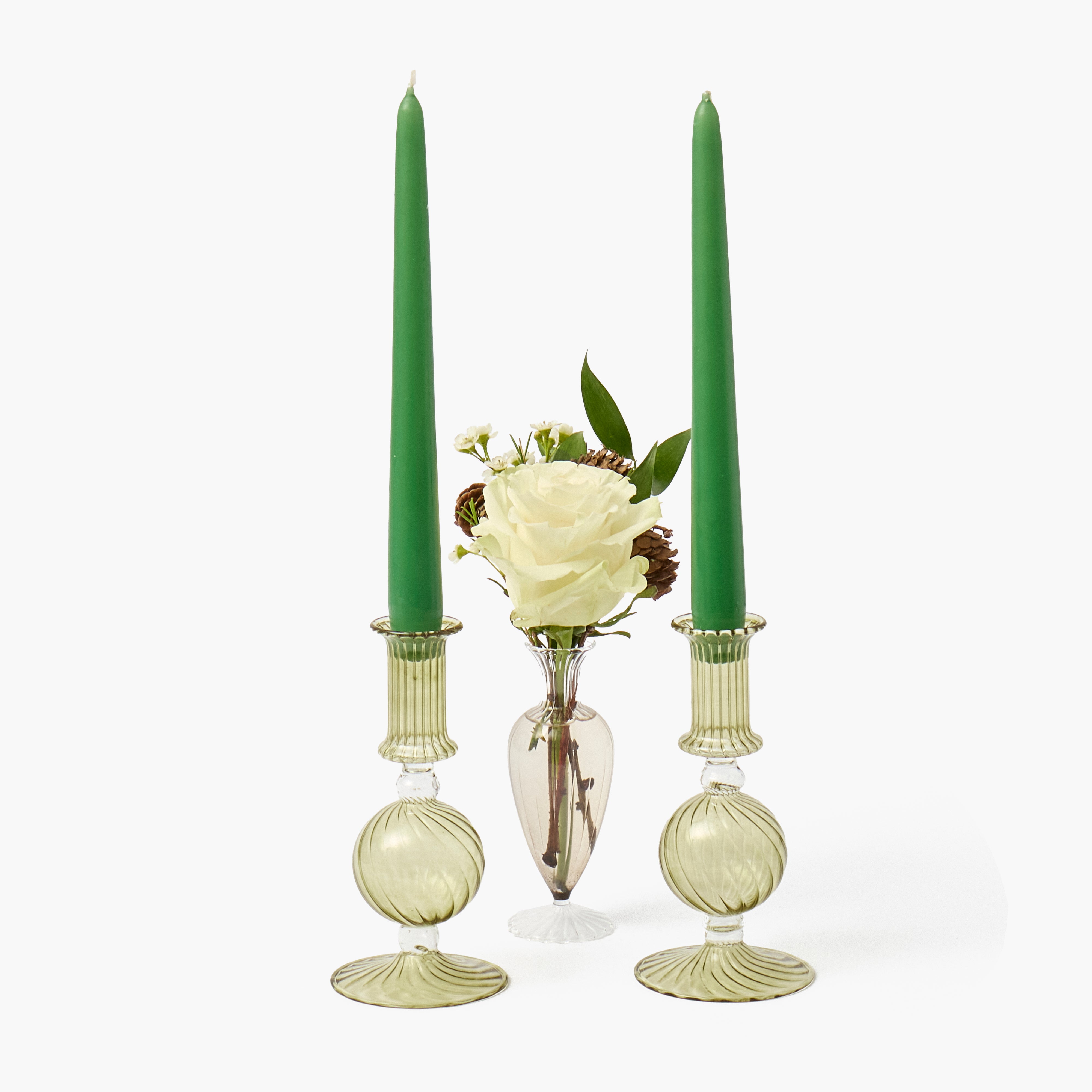 Olive Small Camille Candle Holders (Pair)