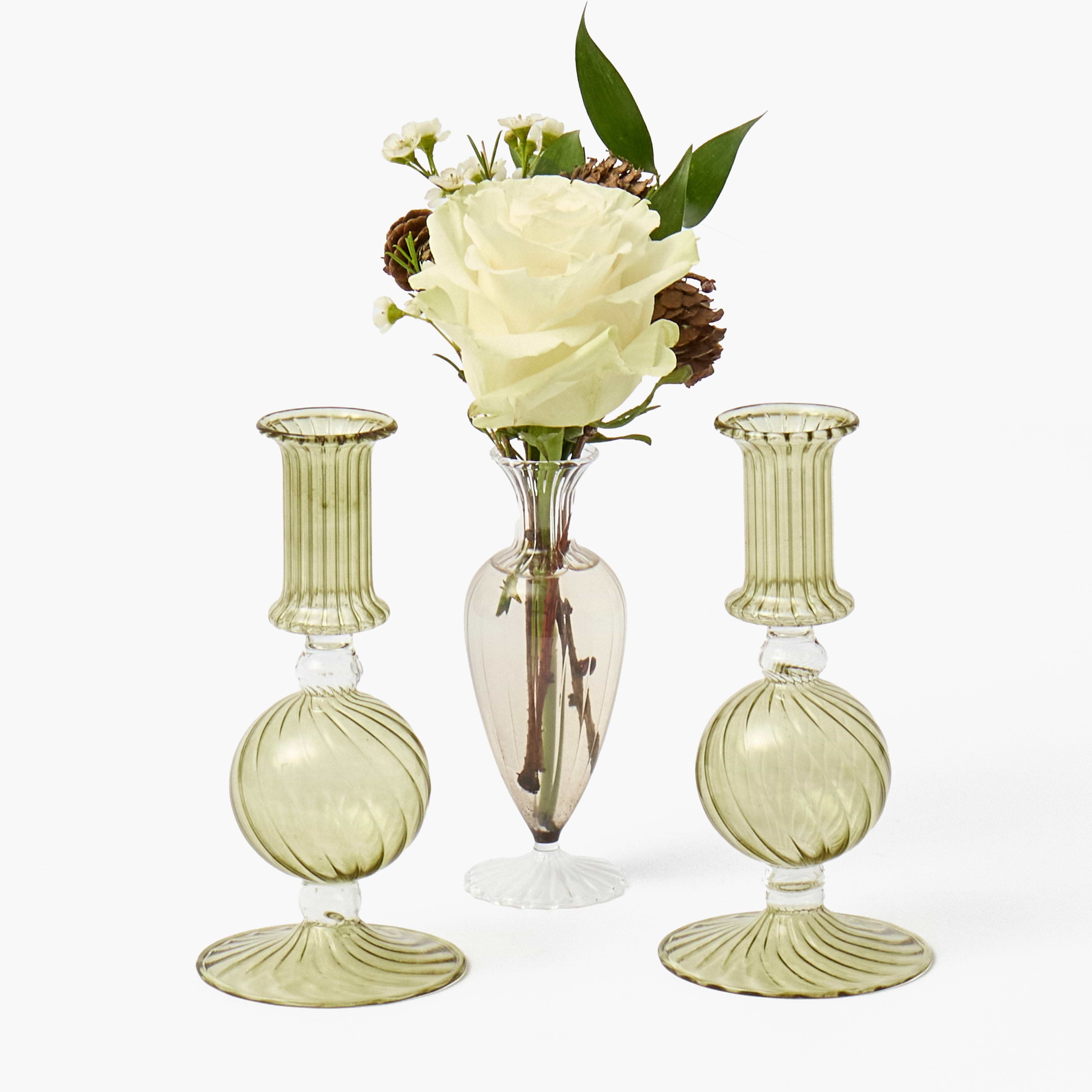 Olive Small Camille Candle Holders (Pair)