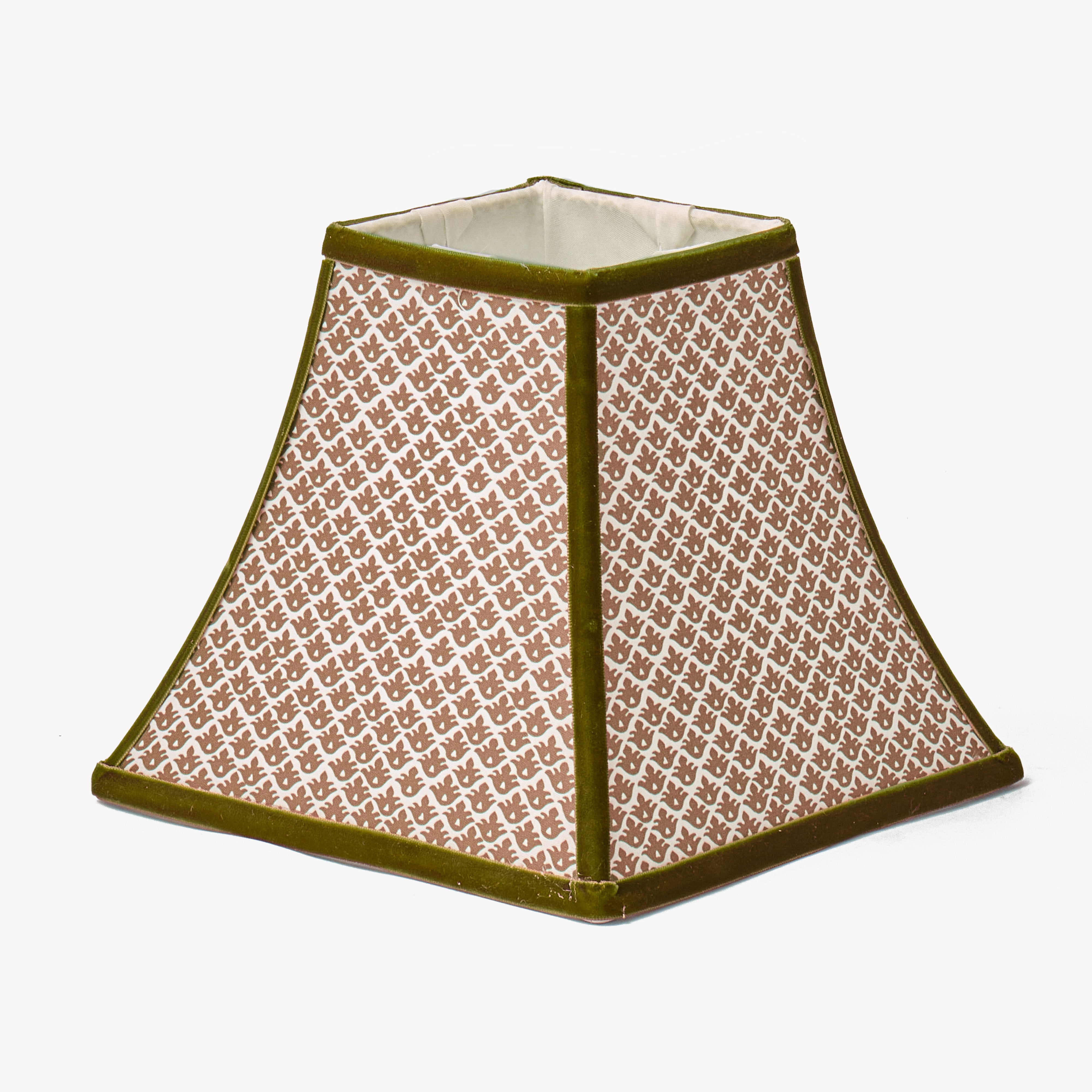 Chocolate & Olive Lotus Square Lampshade (18cm)