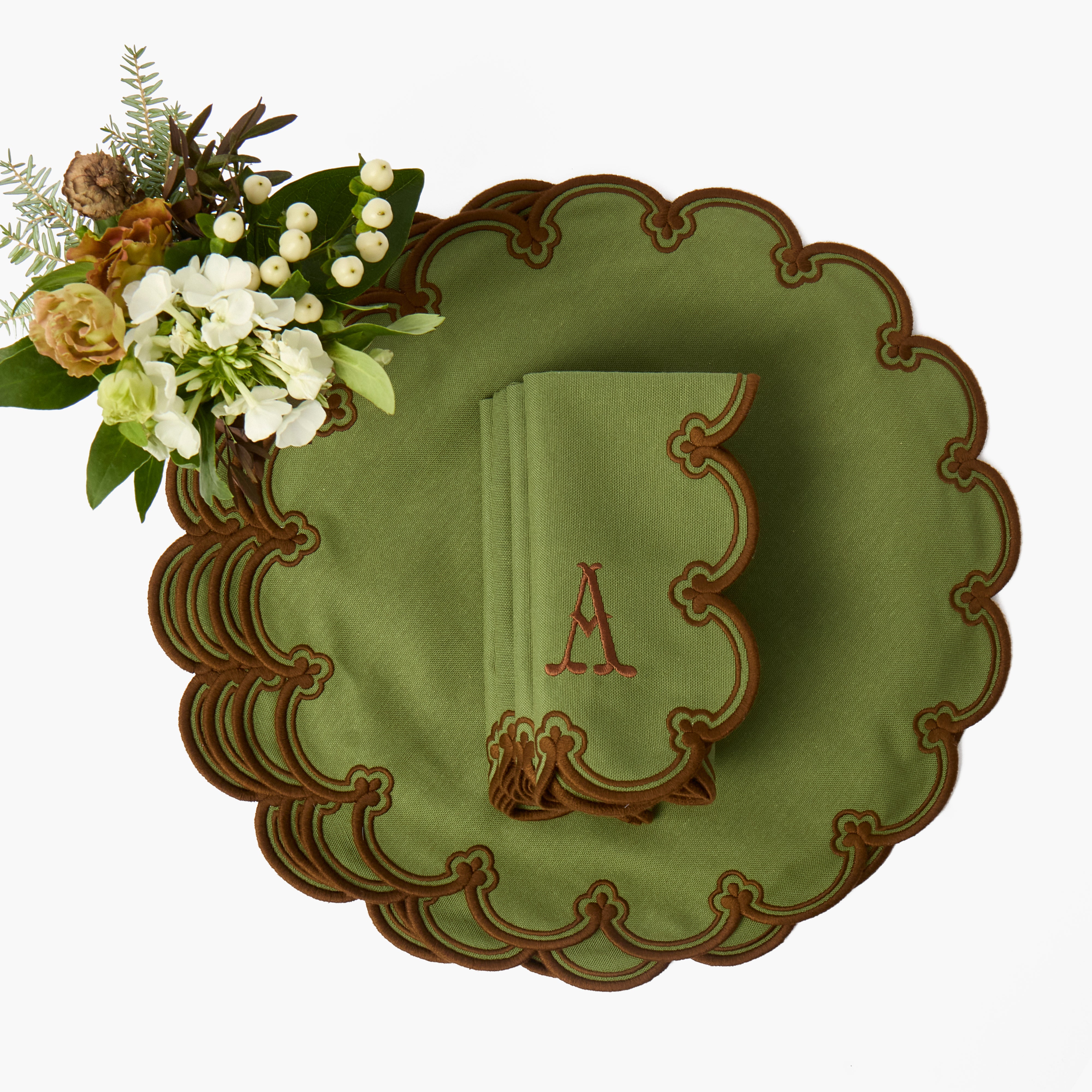 Green & Chocolate Delilah Placemats (Set of 4)