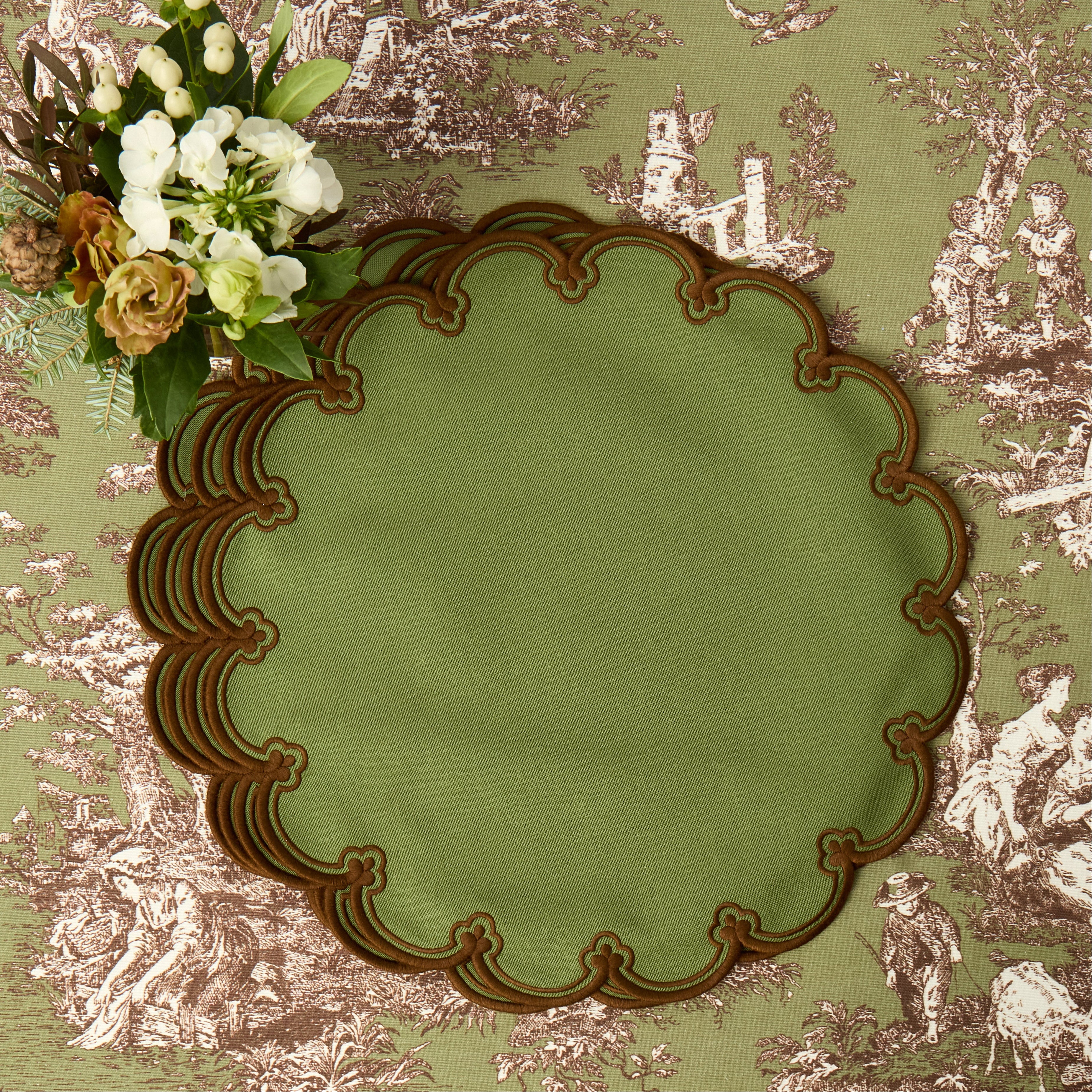 Green & Chocolate Delilah Placemats (Set of 4)
