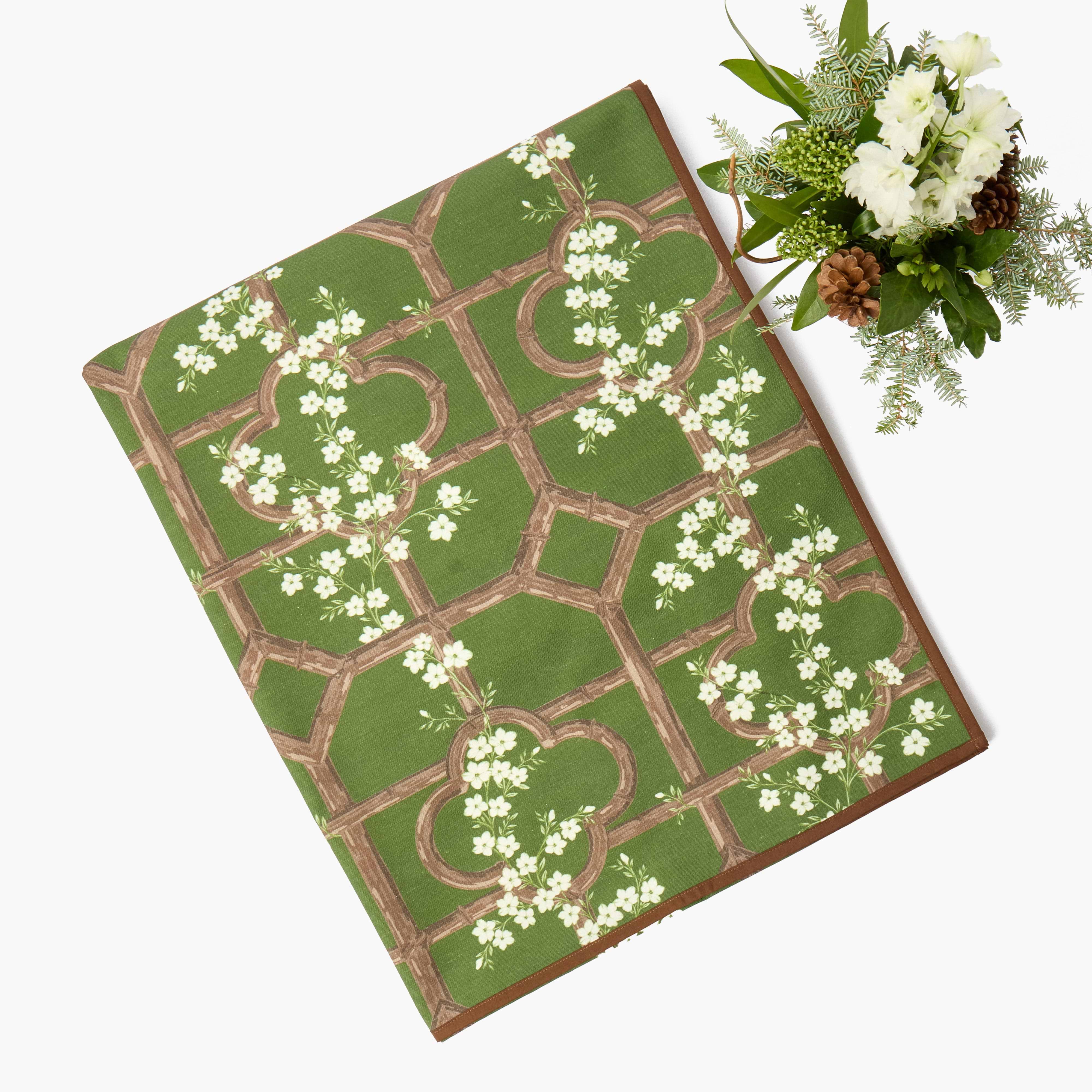 Green Jasmine Trellis Tablecloth