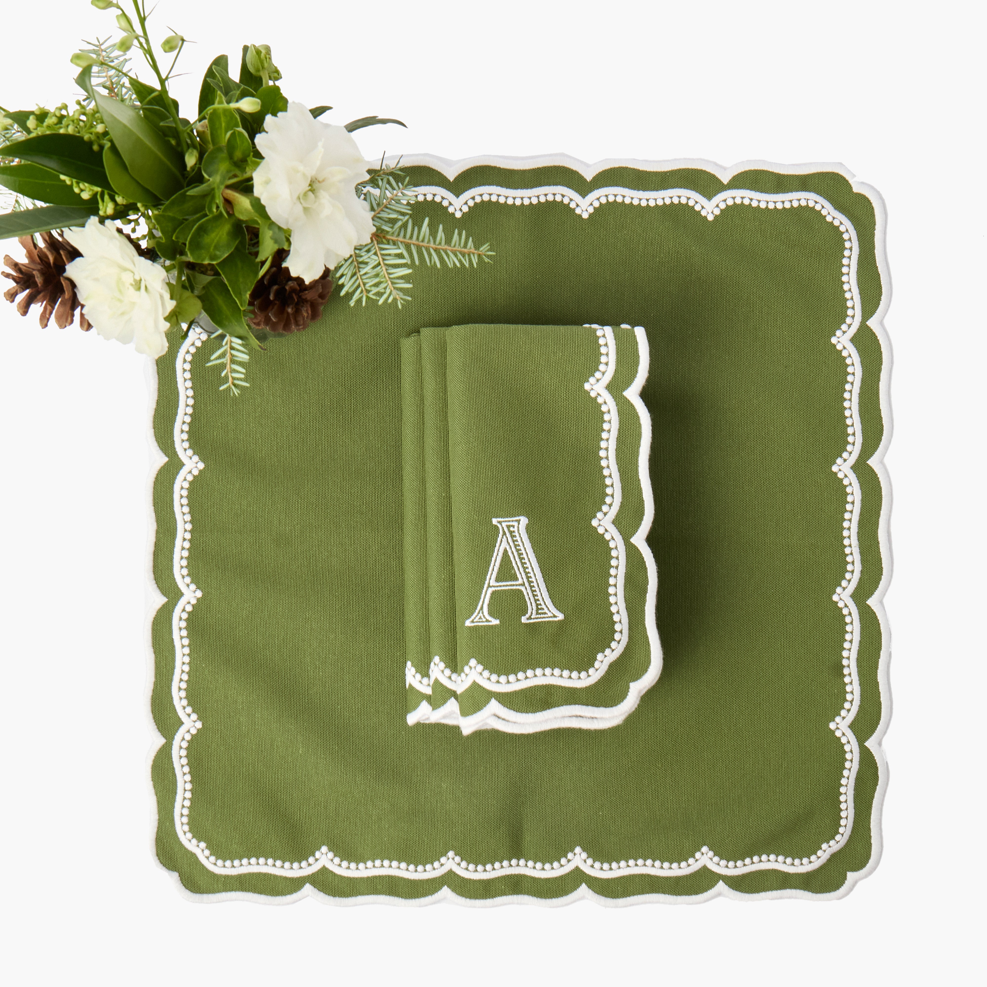 Green & White Claudia Napkins (Set of 4)