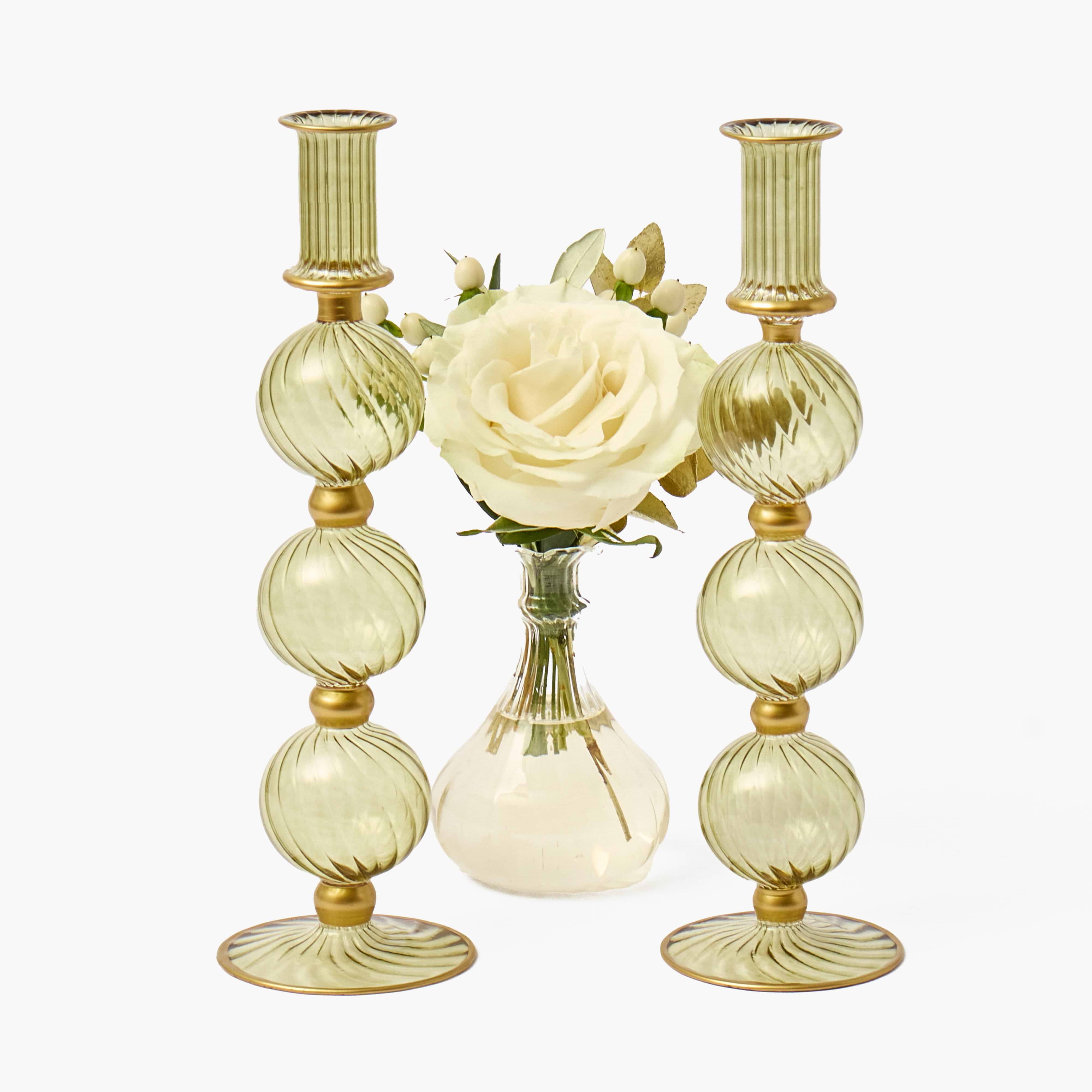 Olive & Gold Camille Candle Holders (Pair)