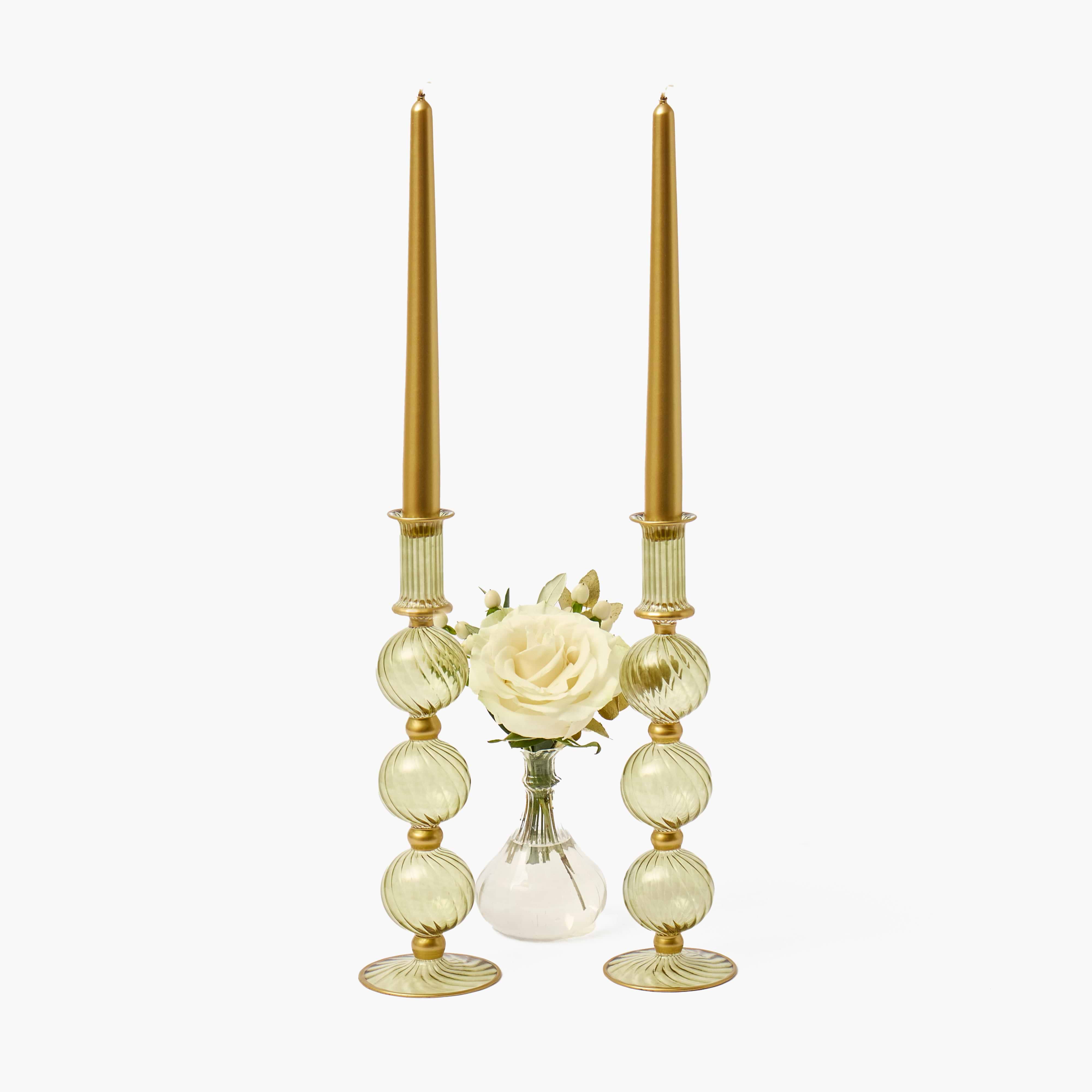 Olive & Gold Camille Candle Holders (Pair)