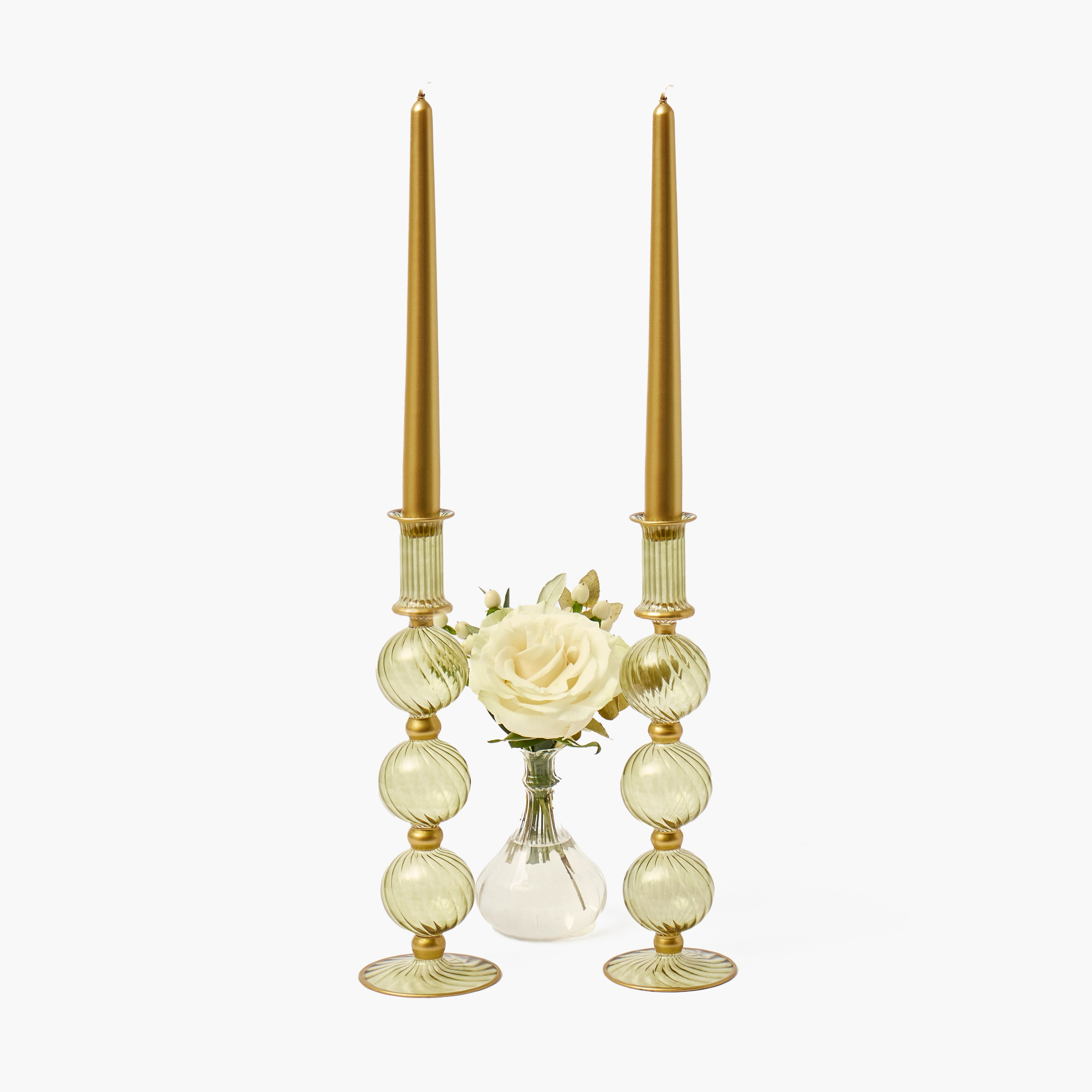 Olive & Gold Camille Candle Holders (Pair)