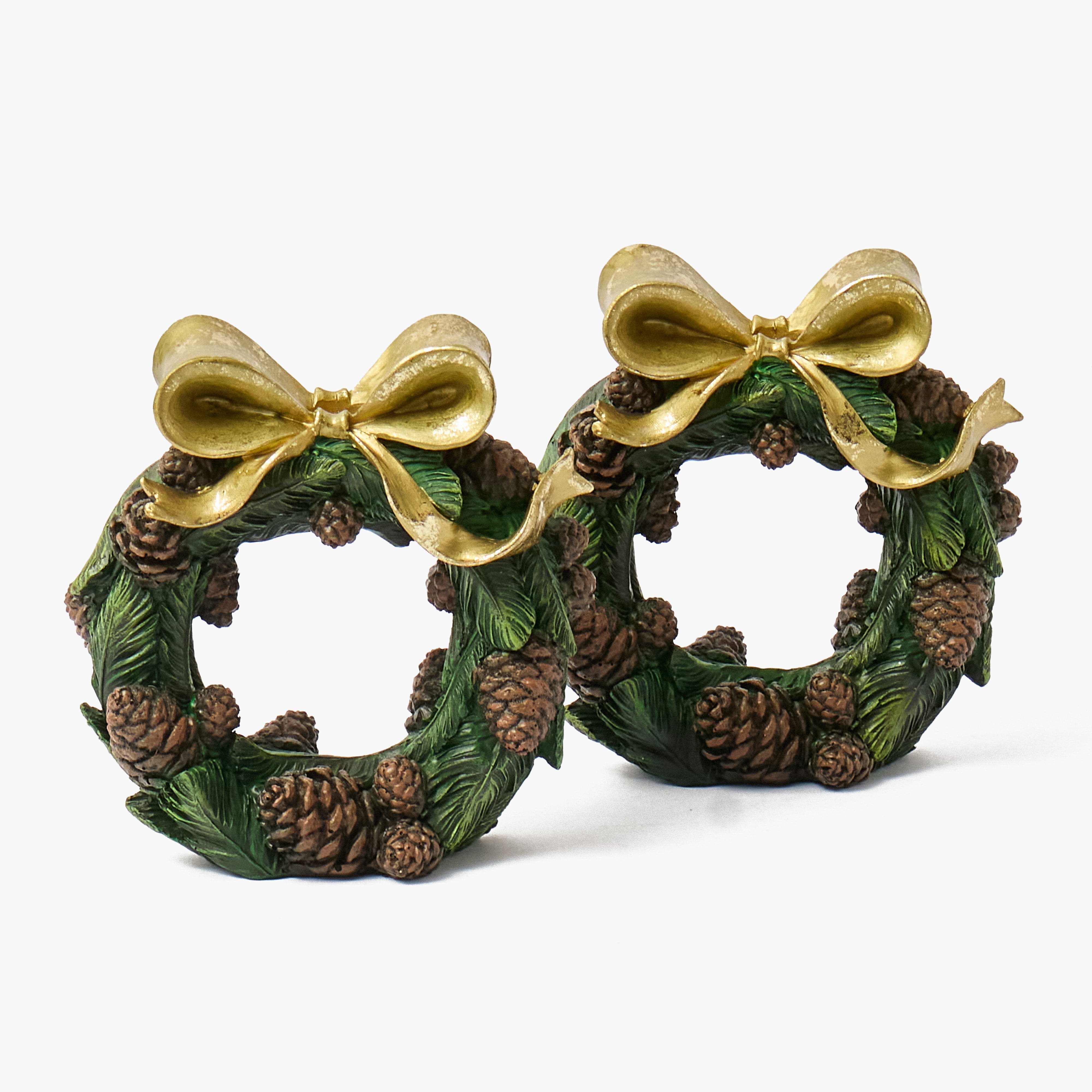 Pinecone Wreath Candle Holder (Pair)