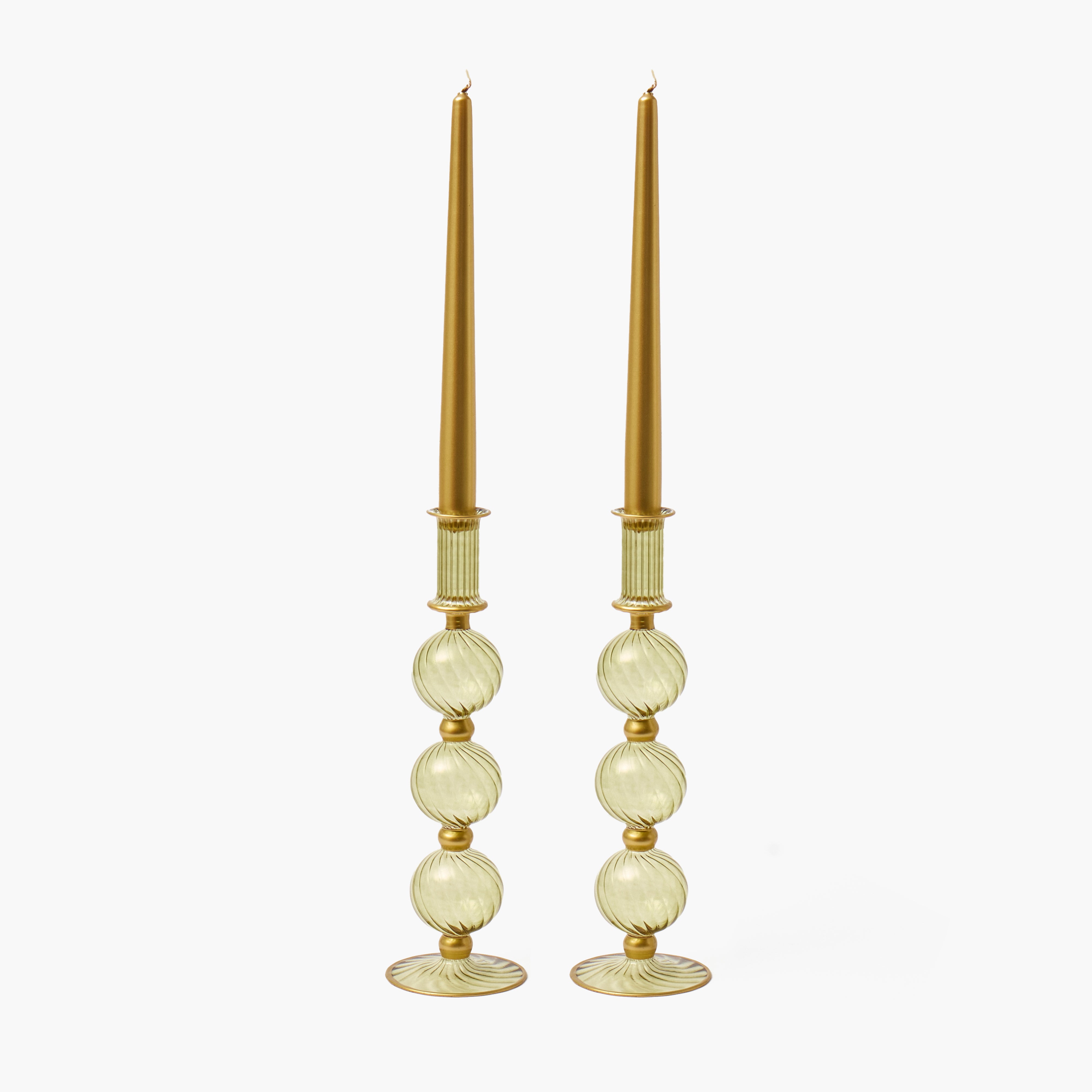 Olive & Gold Camille Candle Holders (Pair)