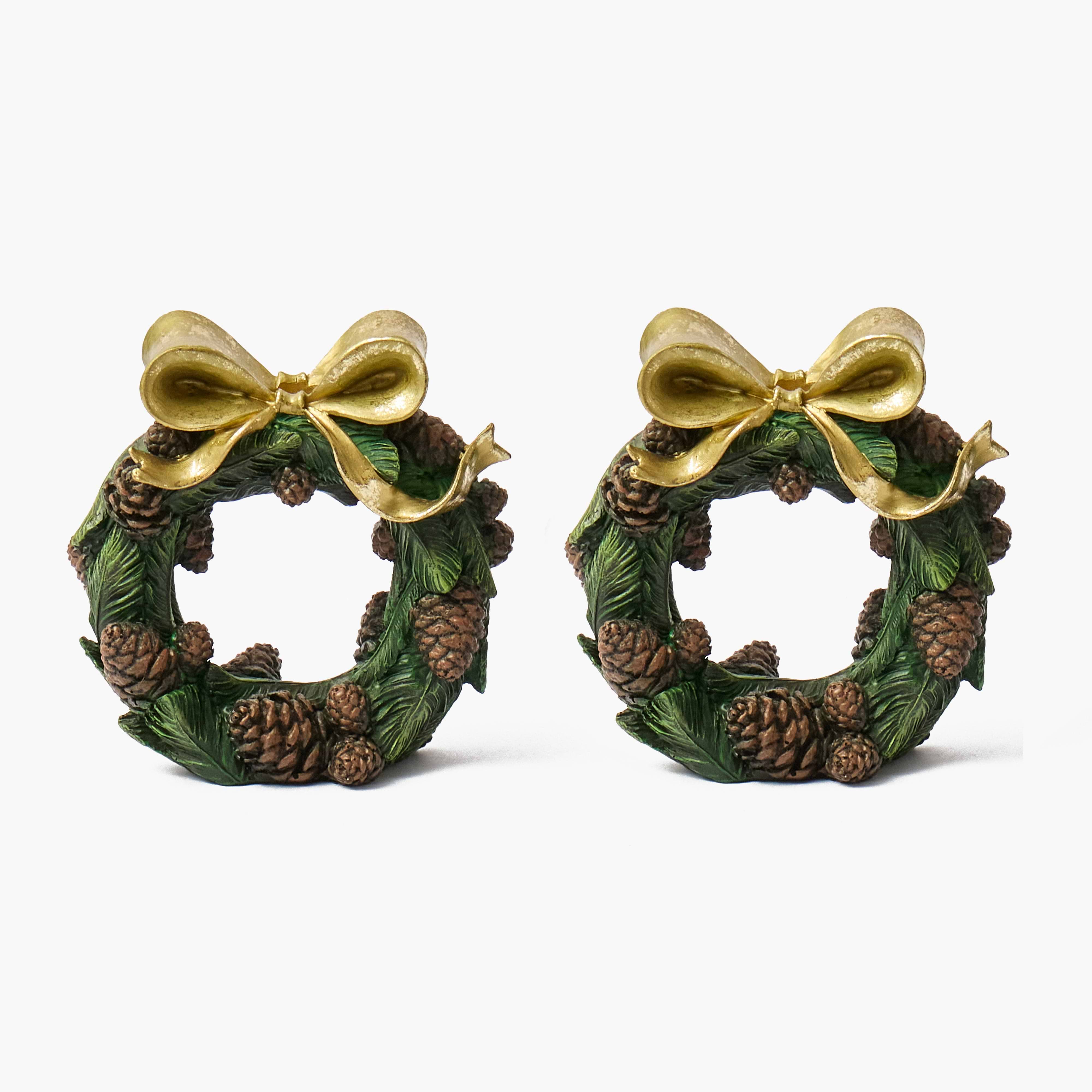 Pinecone Wreath Candle Holder (Pair)