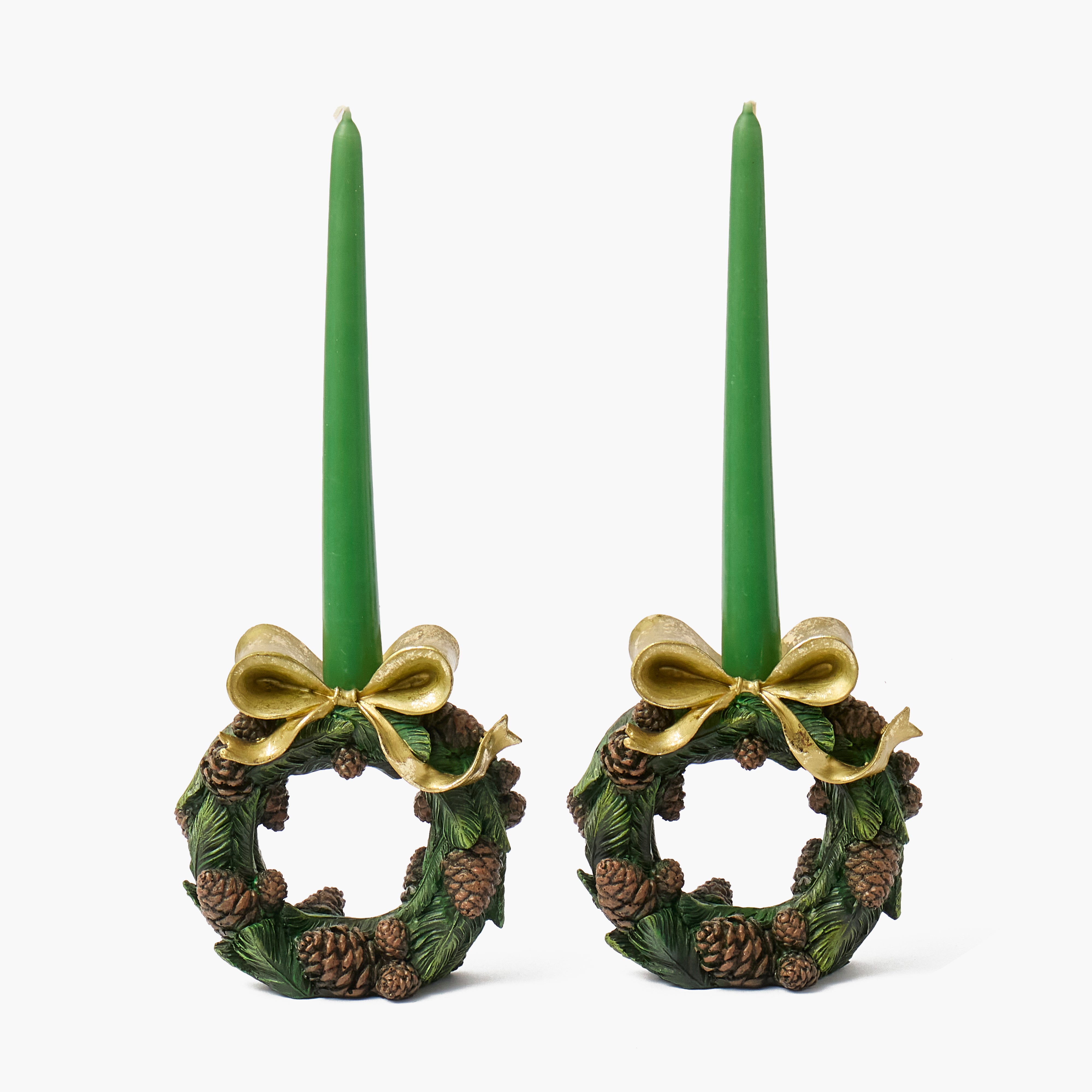 Pinecone Wreath Candle Holder (Pair)
