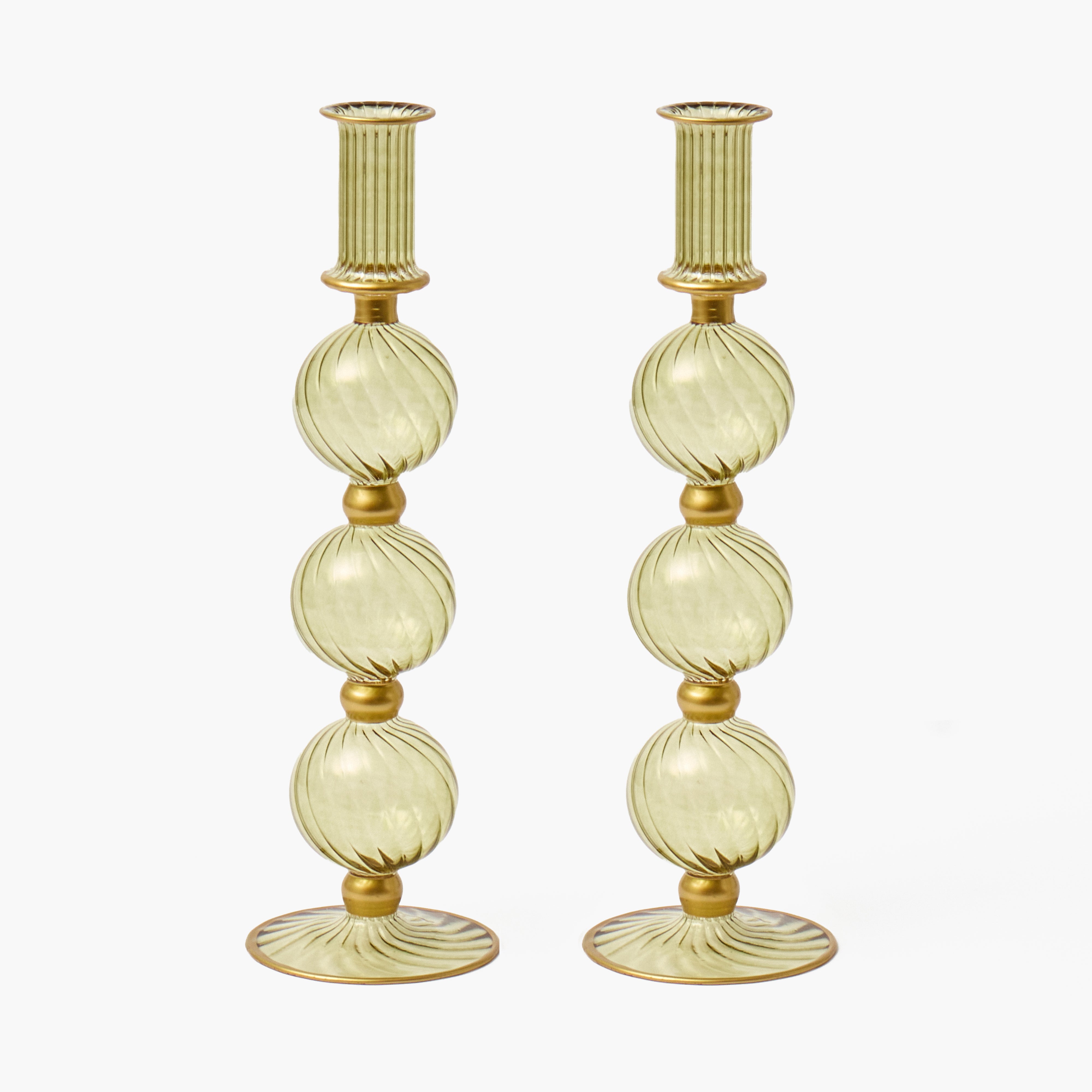 Olive & Gold Camille Candle Holders (Pair)