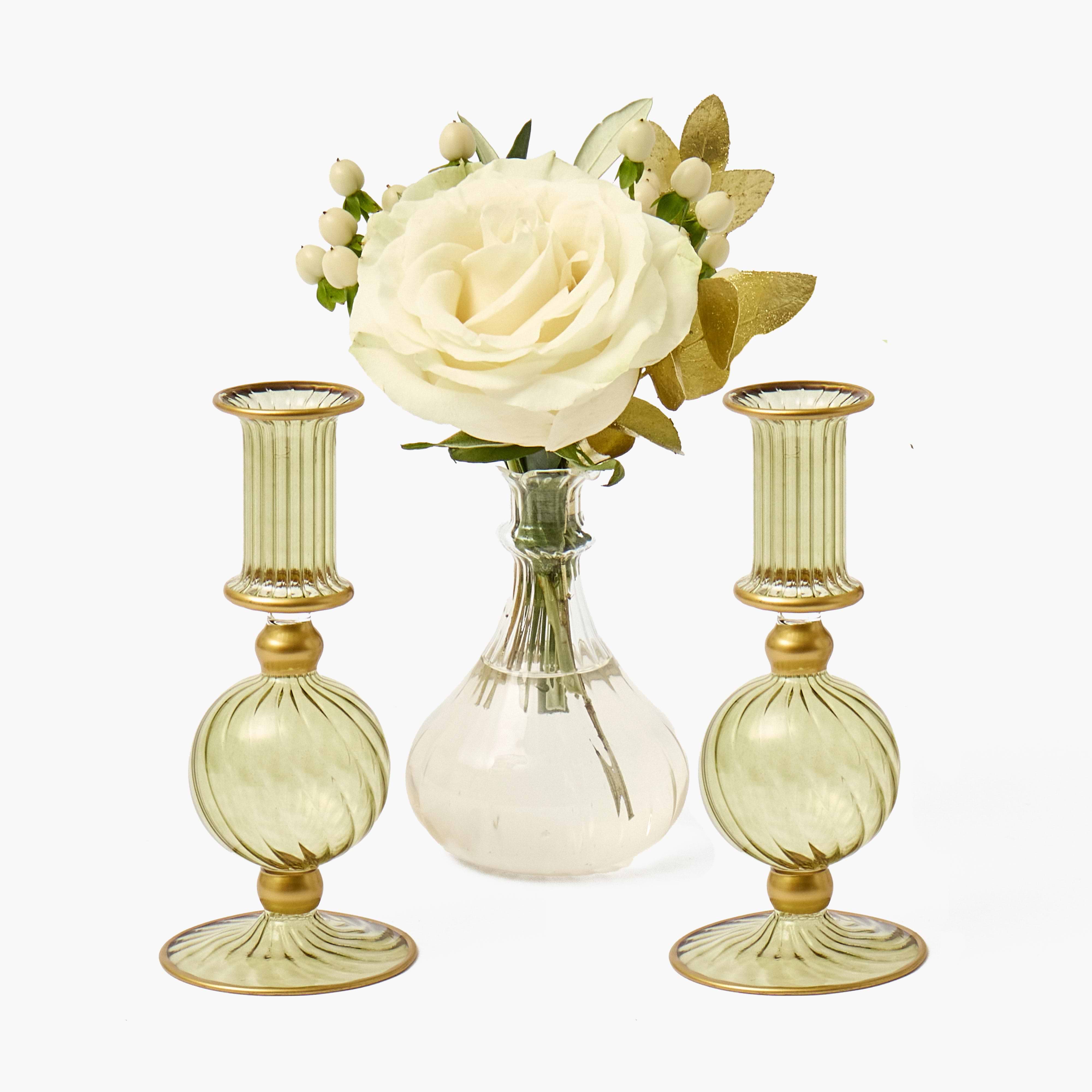 Olive & Gold Small Camille Candle Holders (Pair)