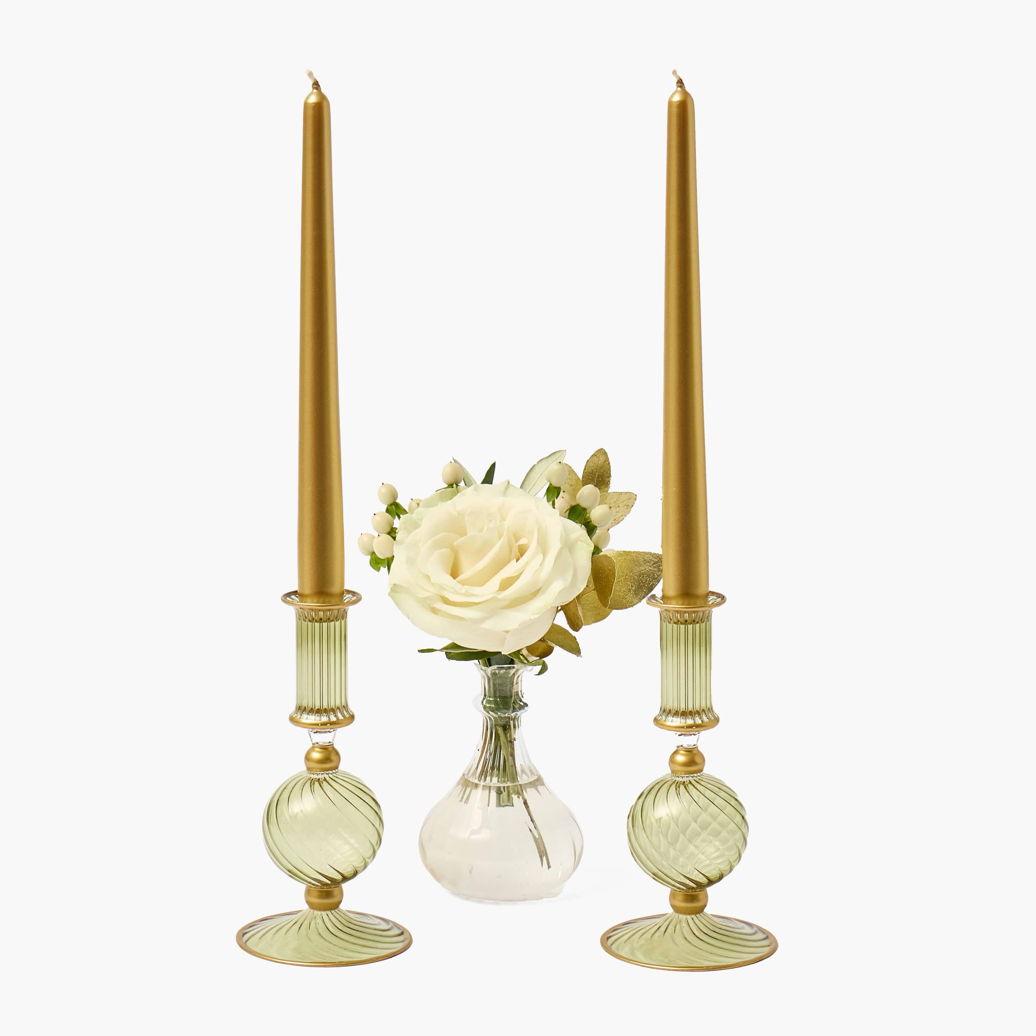 Olive & Gold Small Camille Candle Holders (Pair)