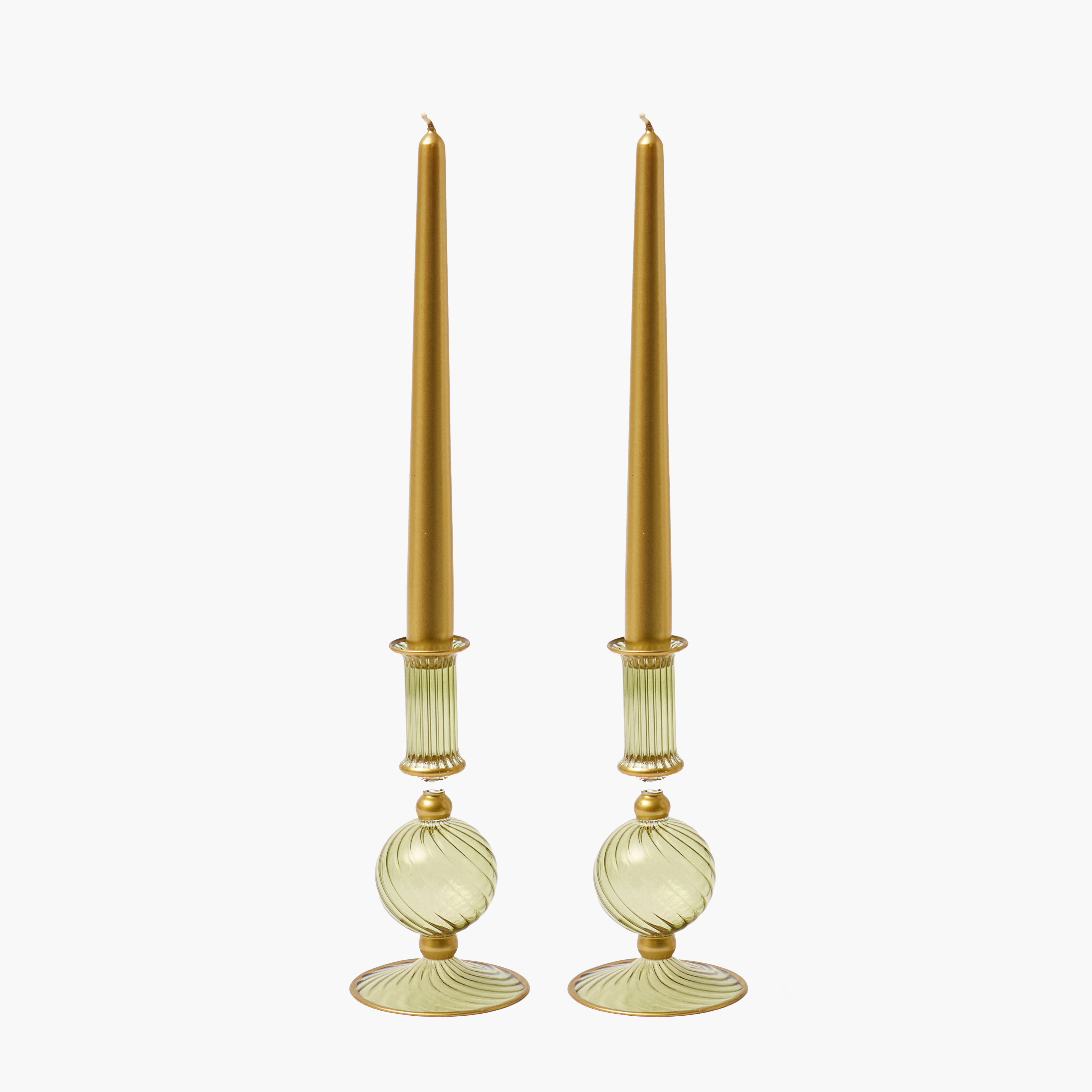 Olive & Gold Small Camille Candle Holders (Pair)