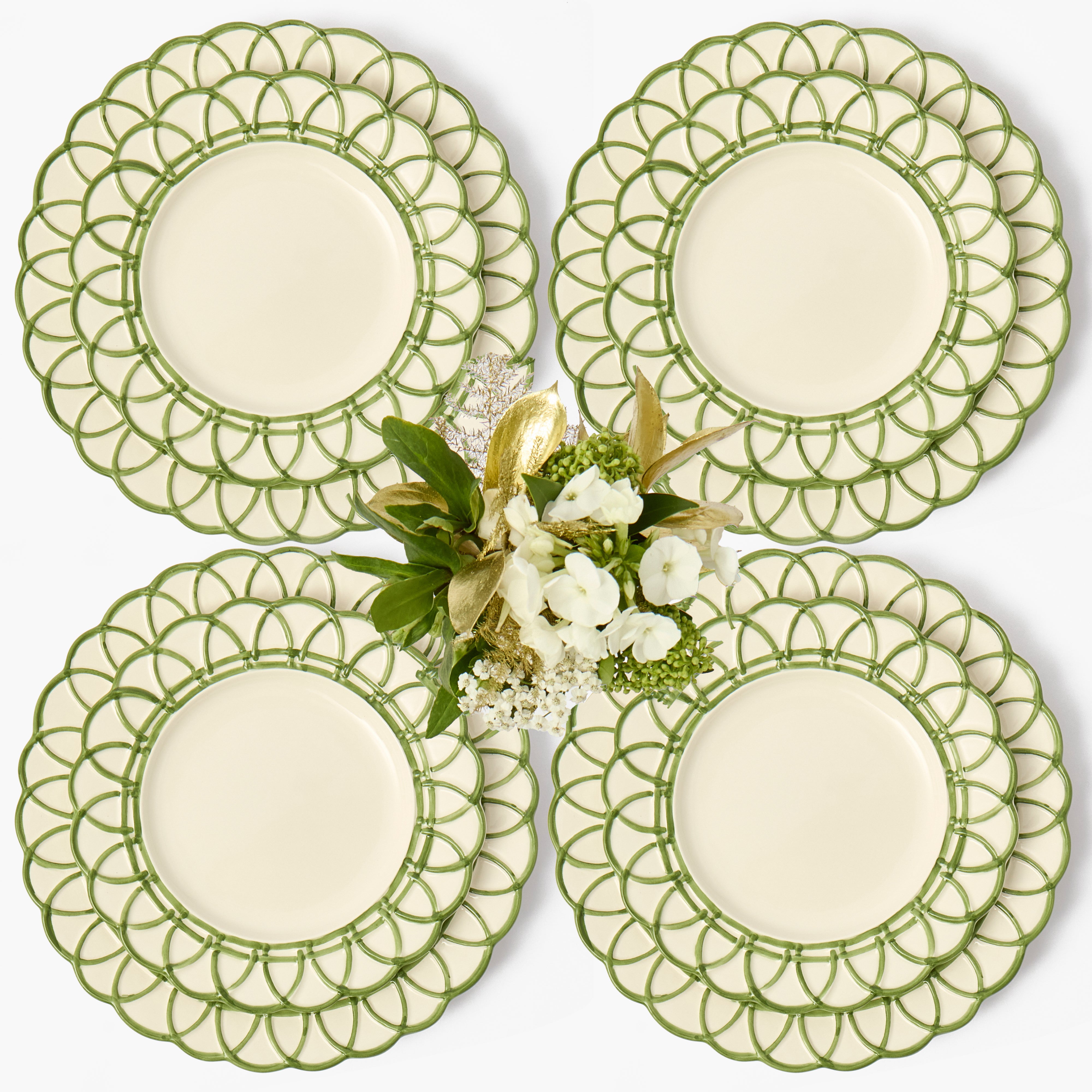 Green Stella Dinner & Starter Plates (Set of 8)