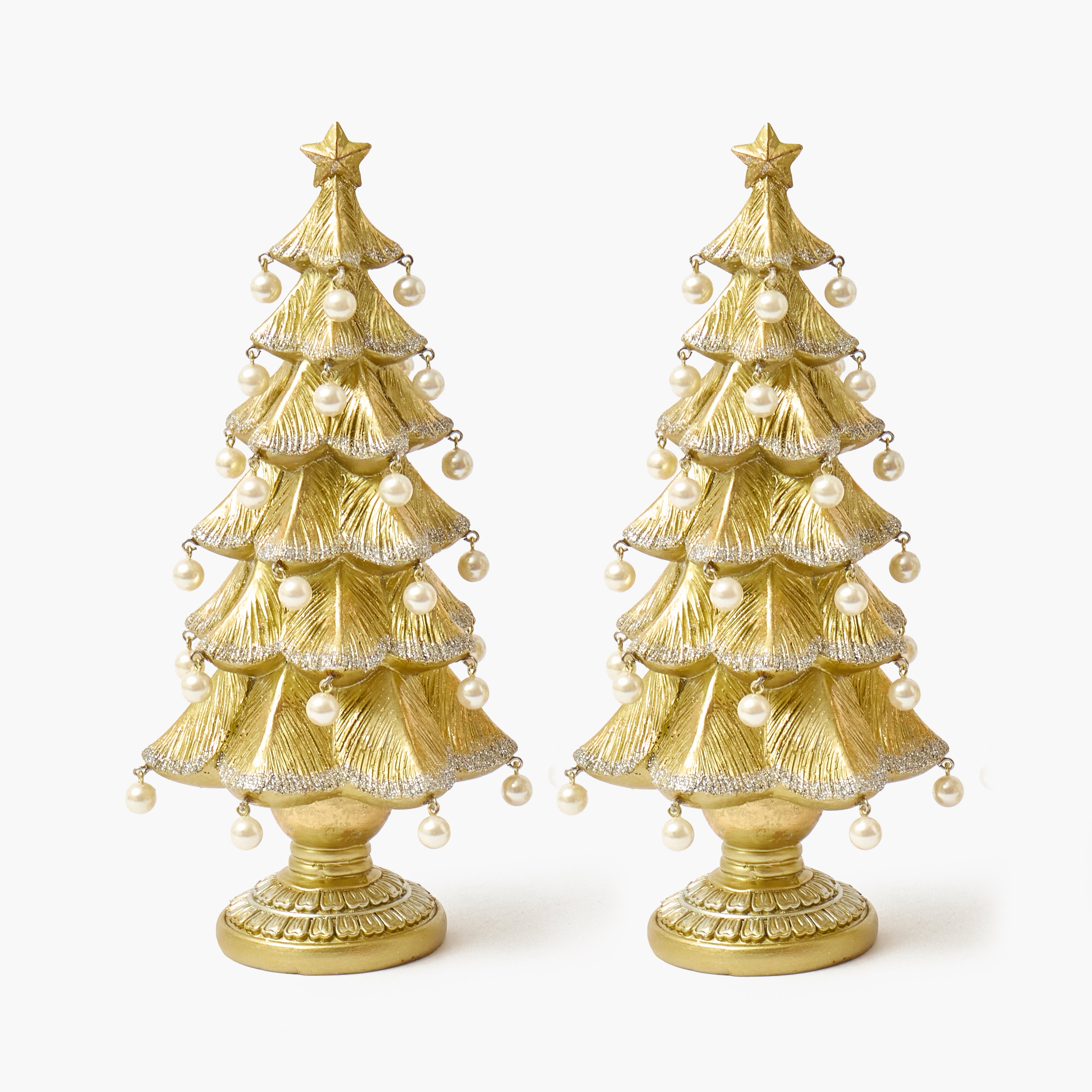 Gold & Pearl Tree (Pair) - 30cm
