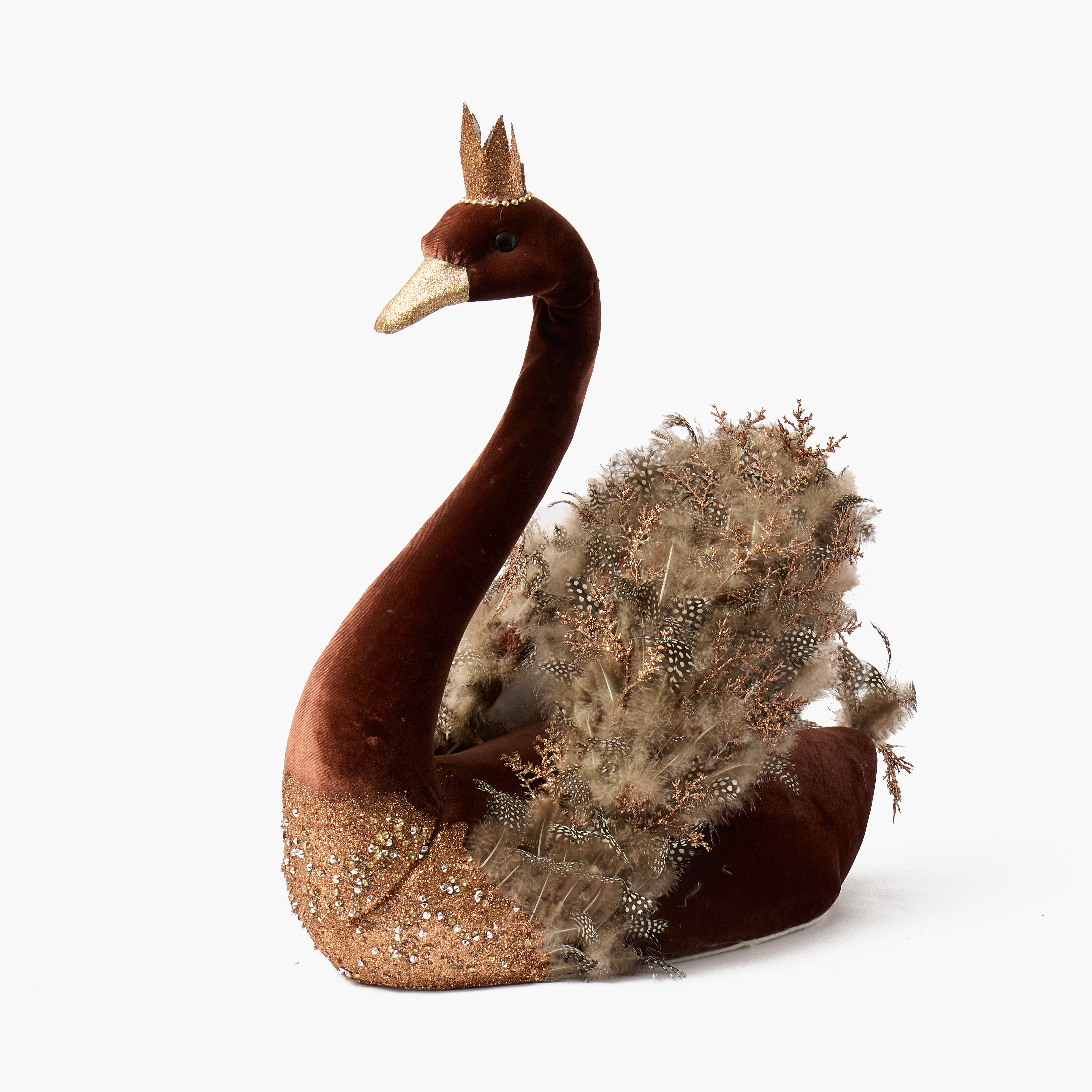 Large Chocolate Giselle Glitter Swan