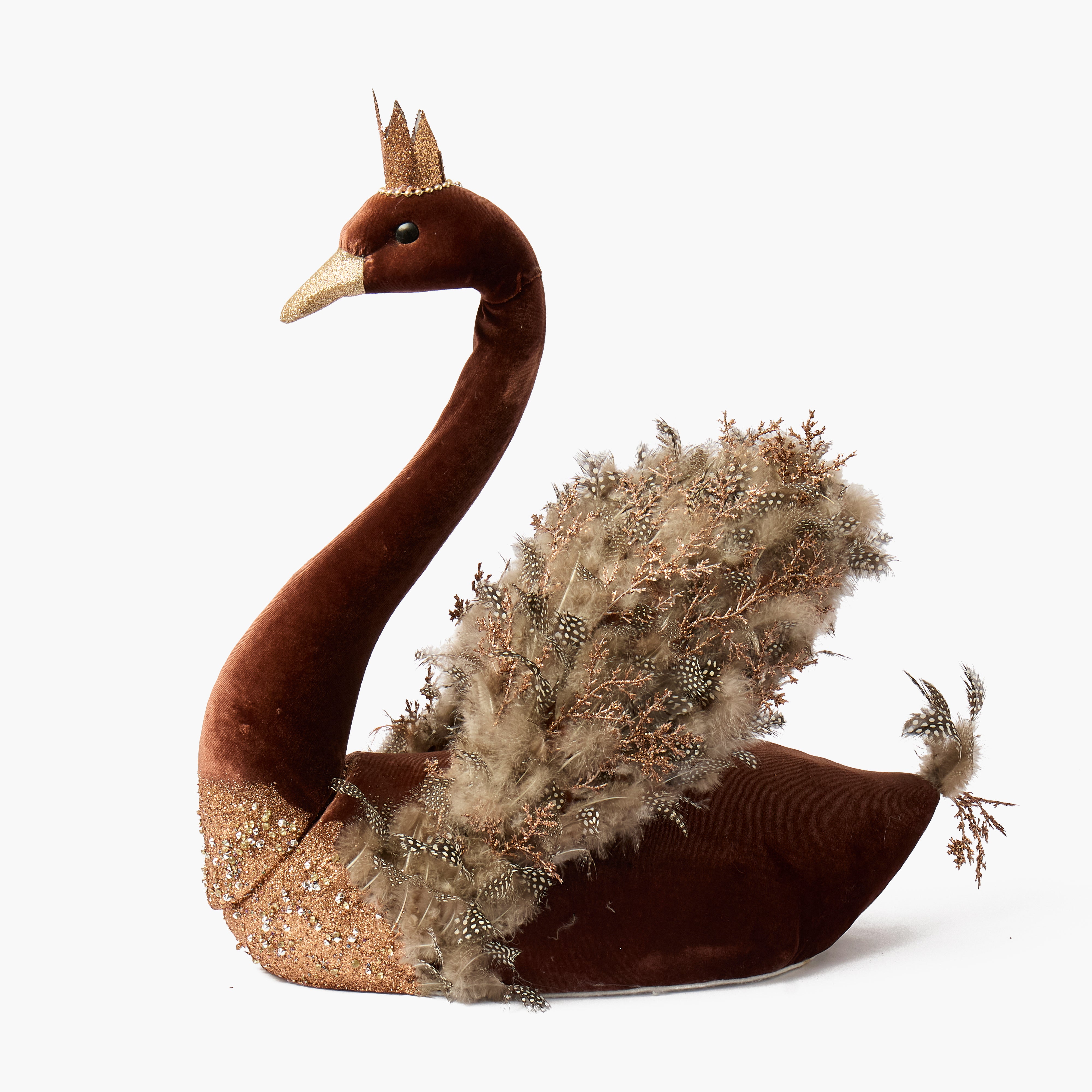 Large Chocolate Giselle Glitter Swan