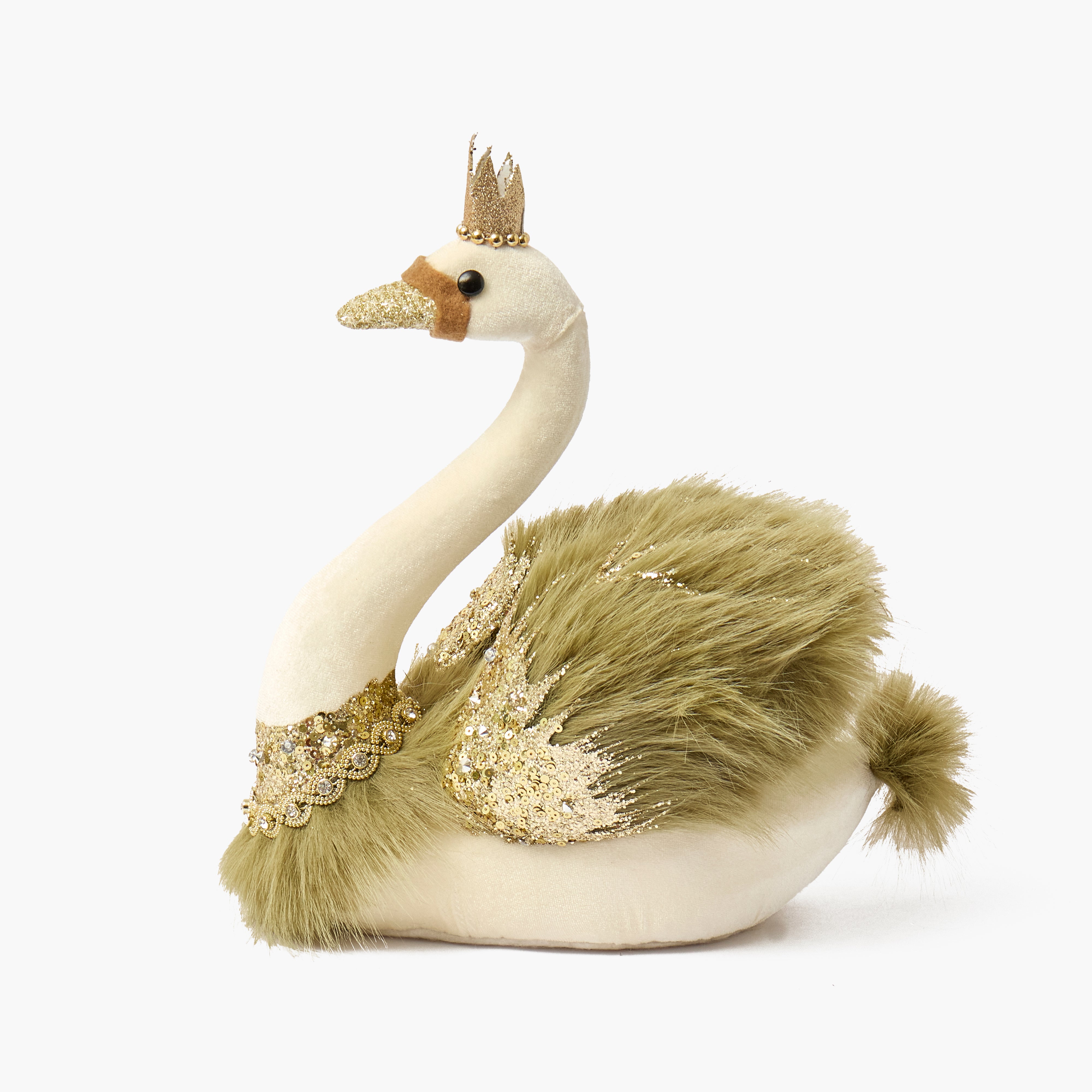 Olive Lilah Glitter Swans (Pair)