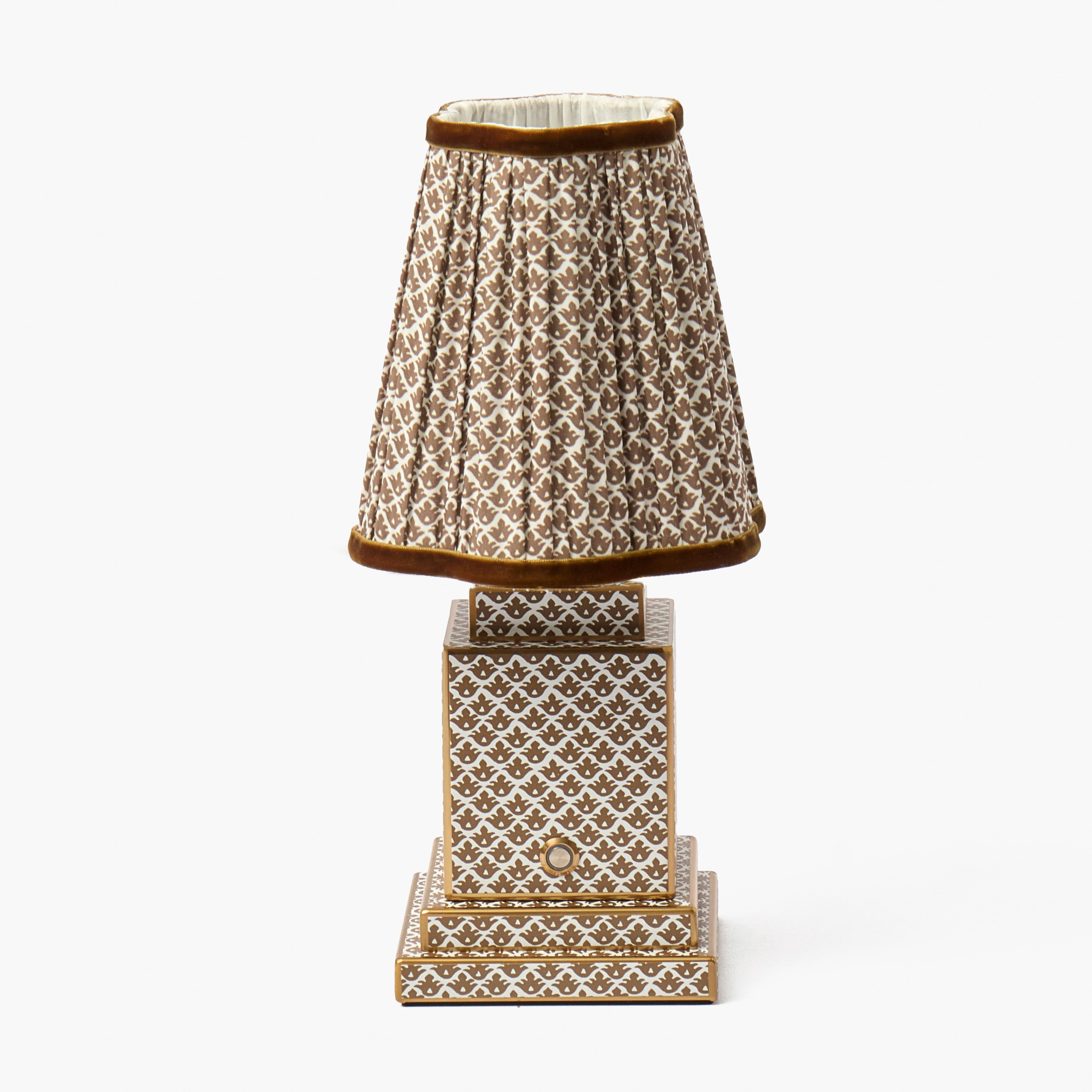 Chocolate Lotus Square Rechargeable Lamp with Chocolate Lotus Shade (14cm)