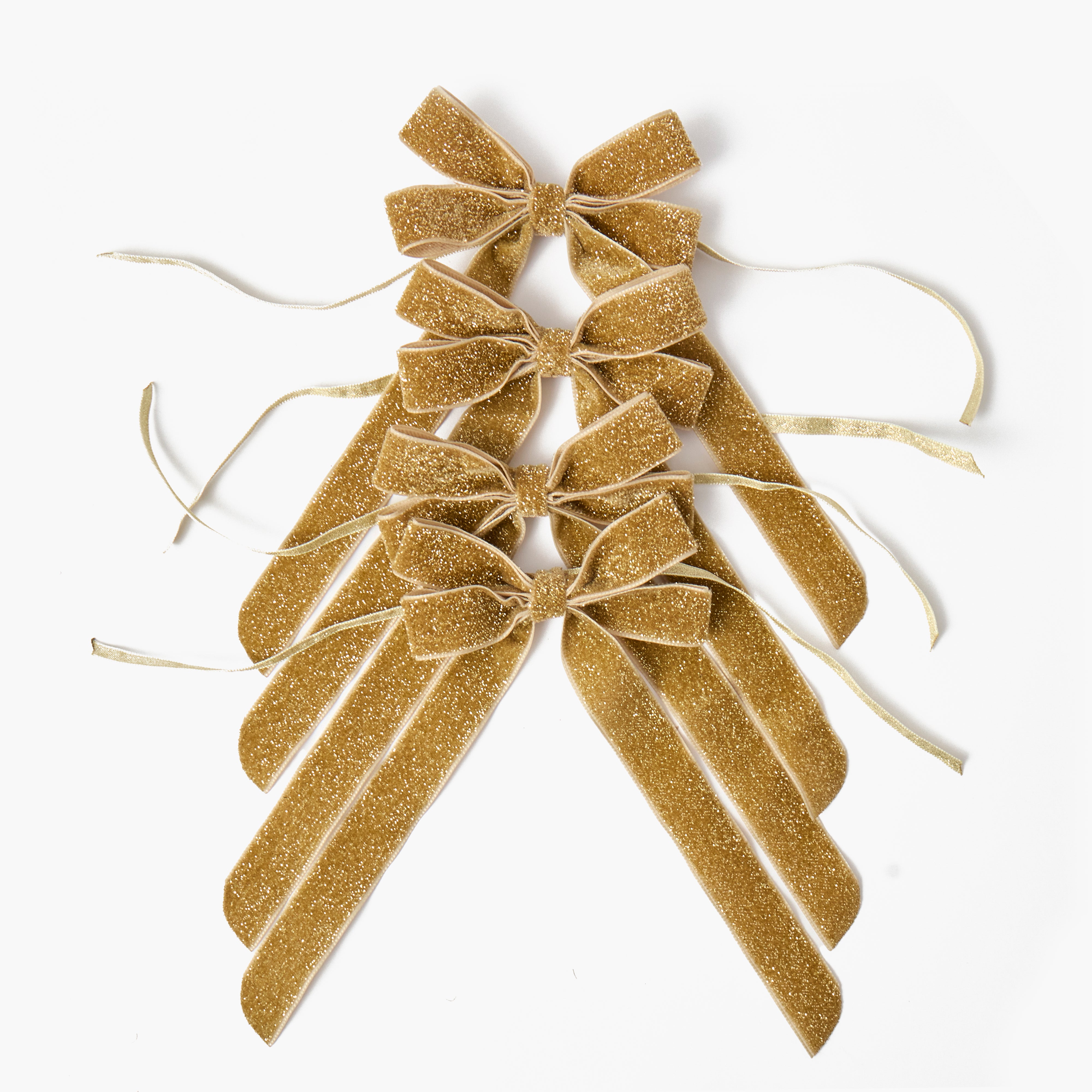 Gold Double Bows (Set of 4) - 20cm