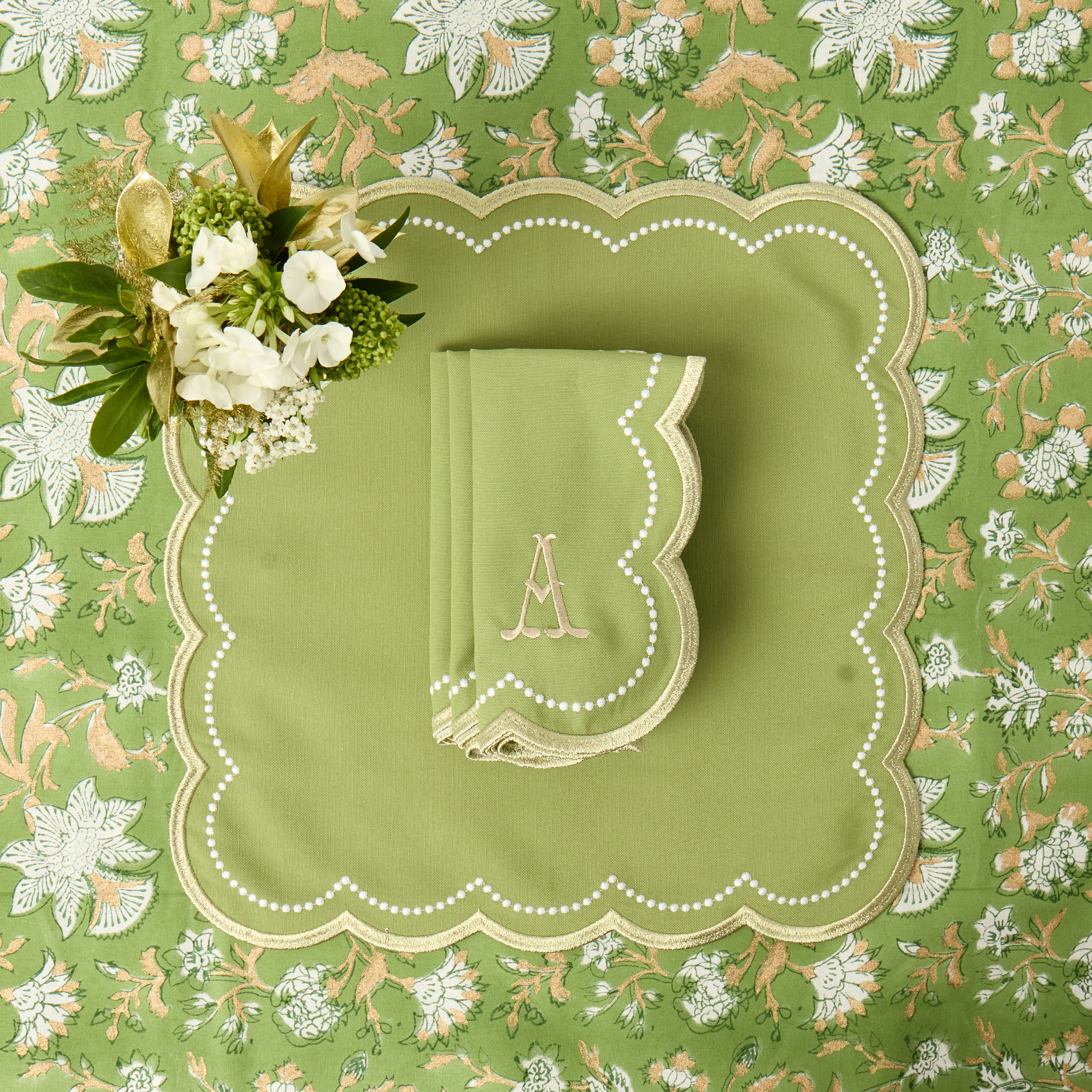 Green & Gold Millicent Napkins (Set of 4)