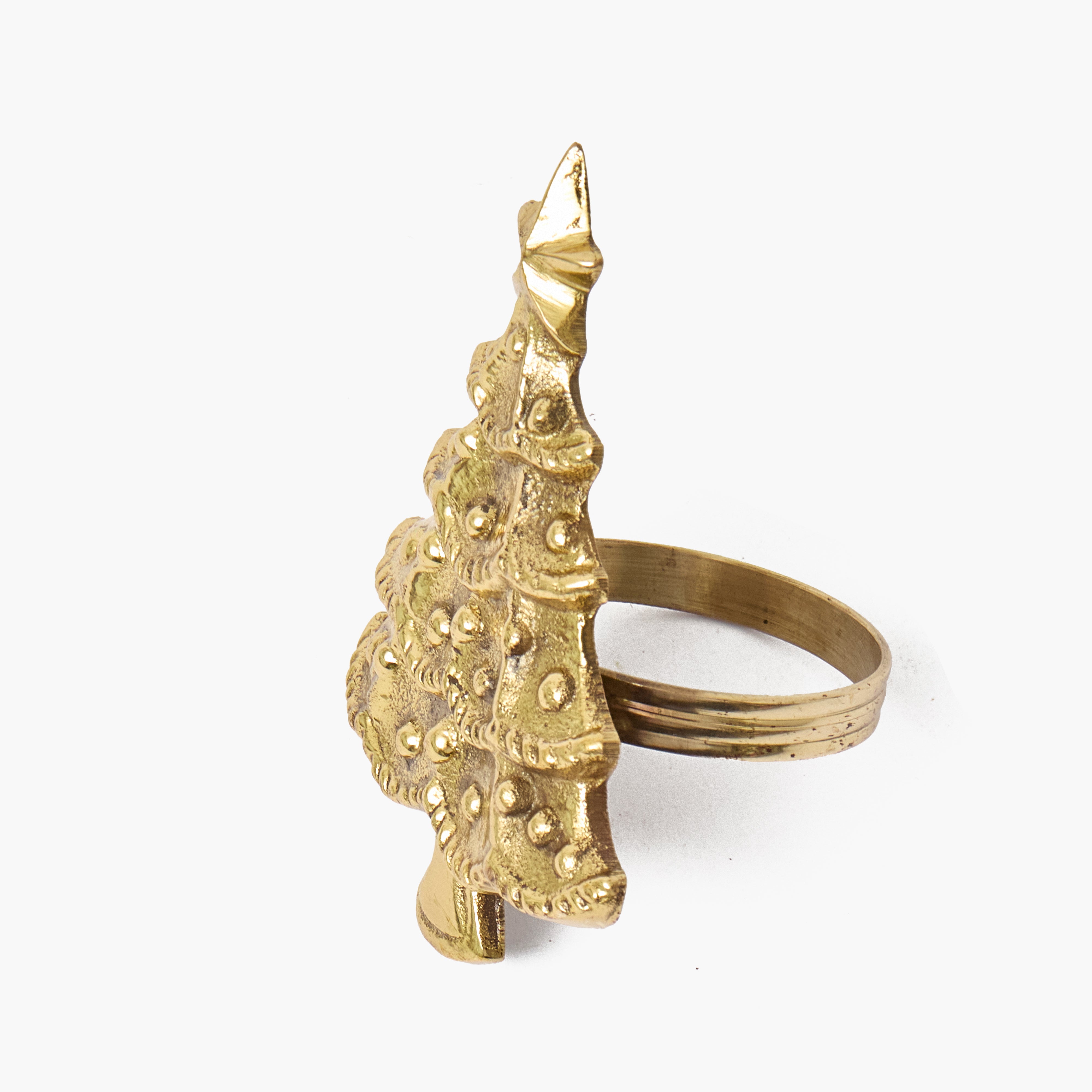 Gold Christmas Tree Napkin Rings (Set of 4)