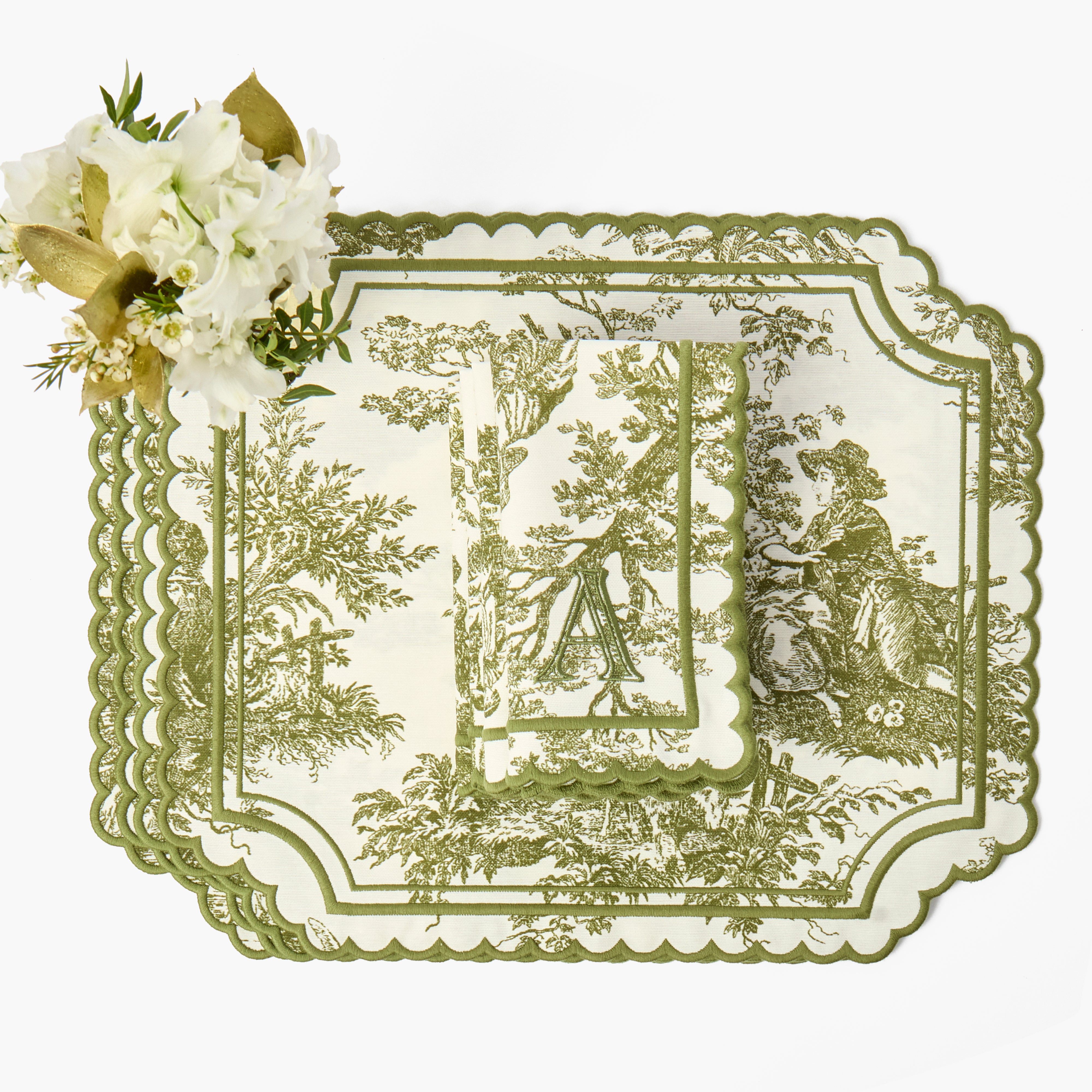 Olive Toile Louisa Placemats (Set of 4)