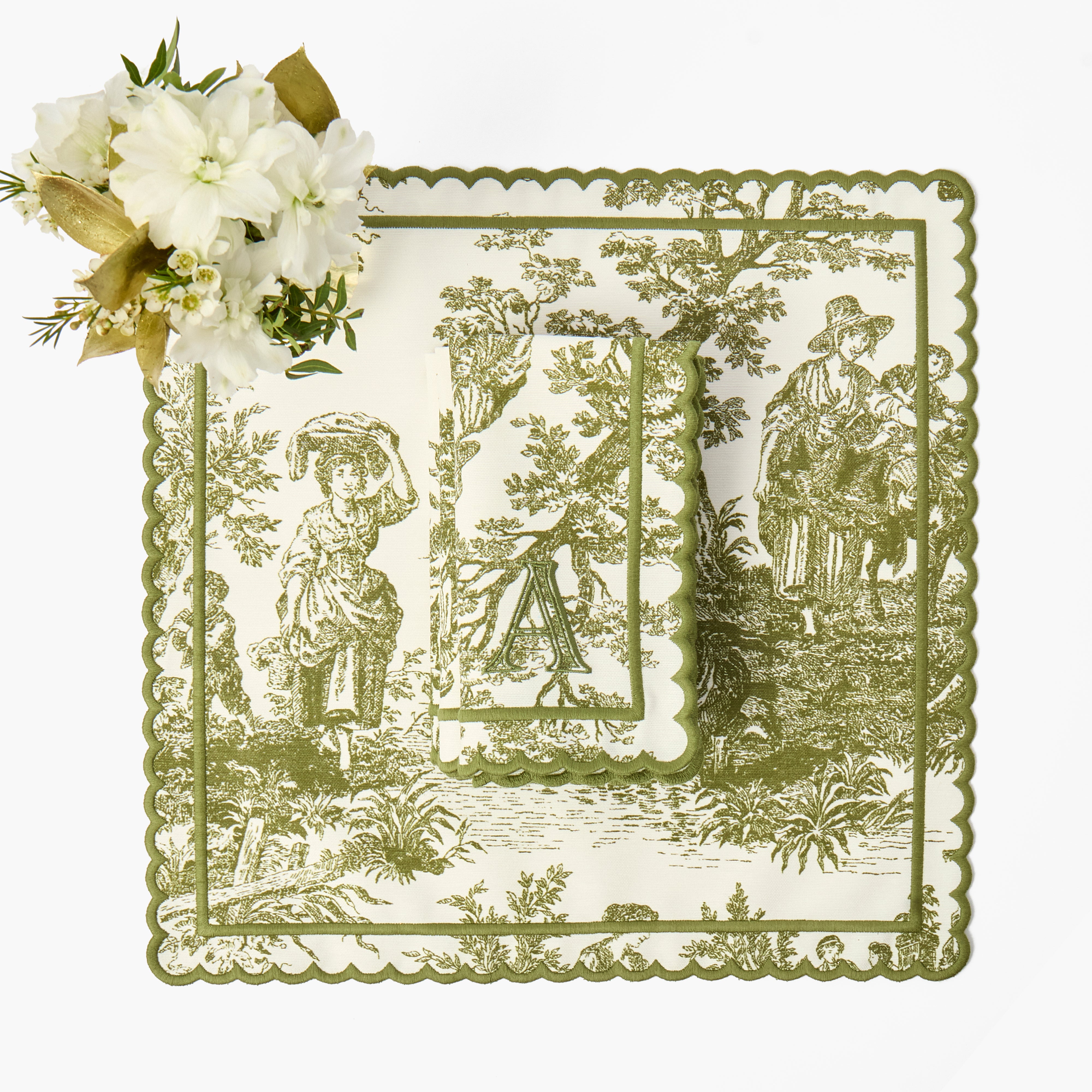 Olive Toile Louisa Napkins (Set of 4)