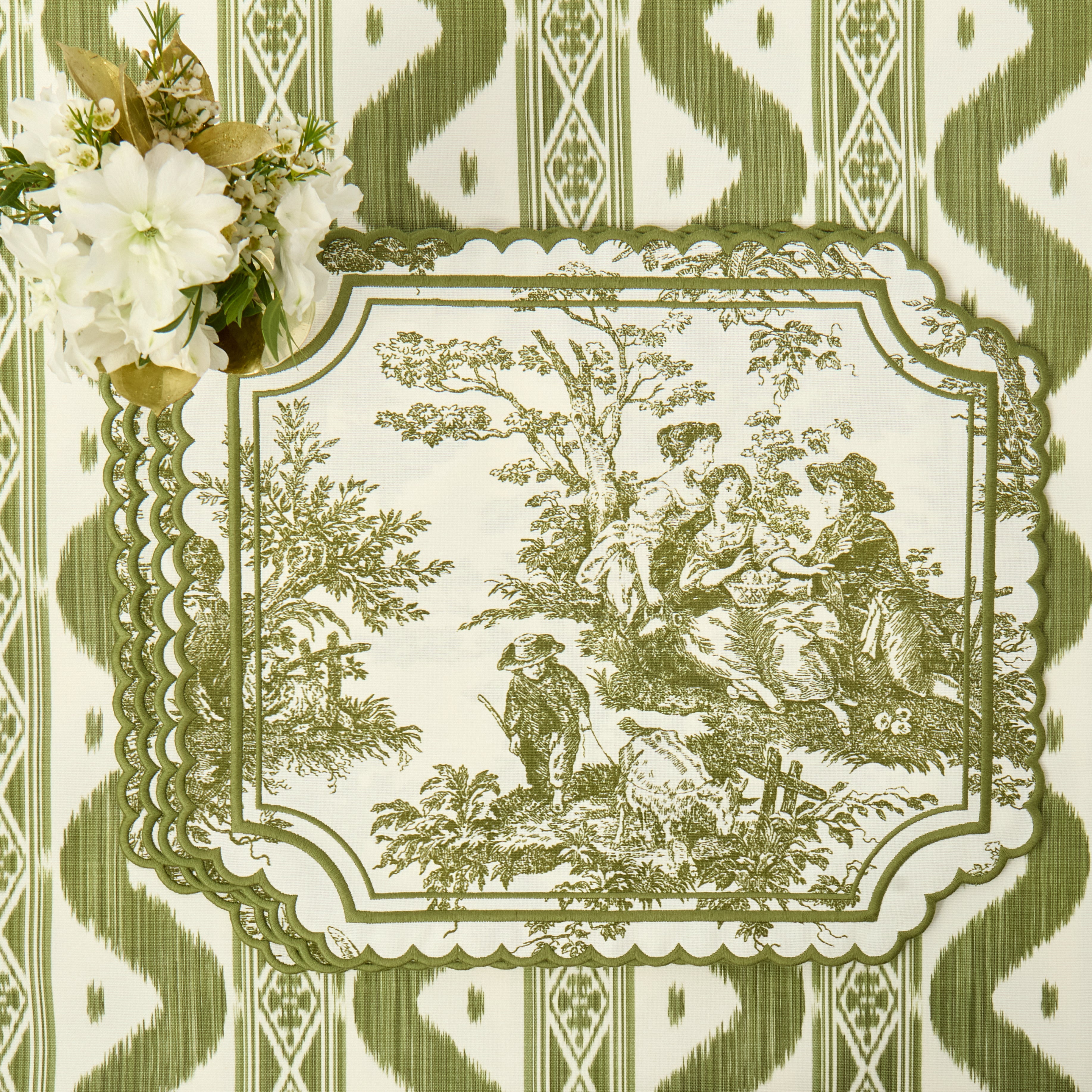 Olive Toile Louisa Placemats (Set of 4)