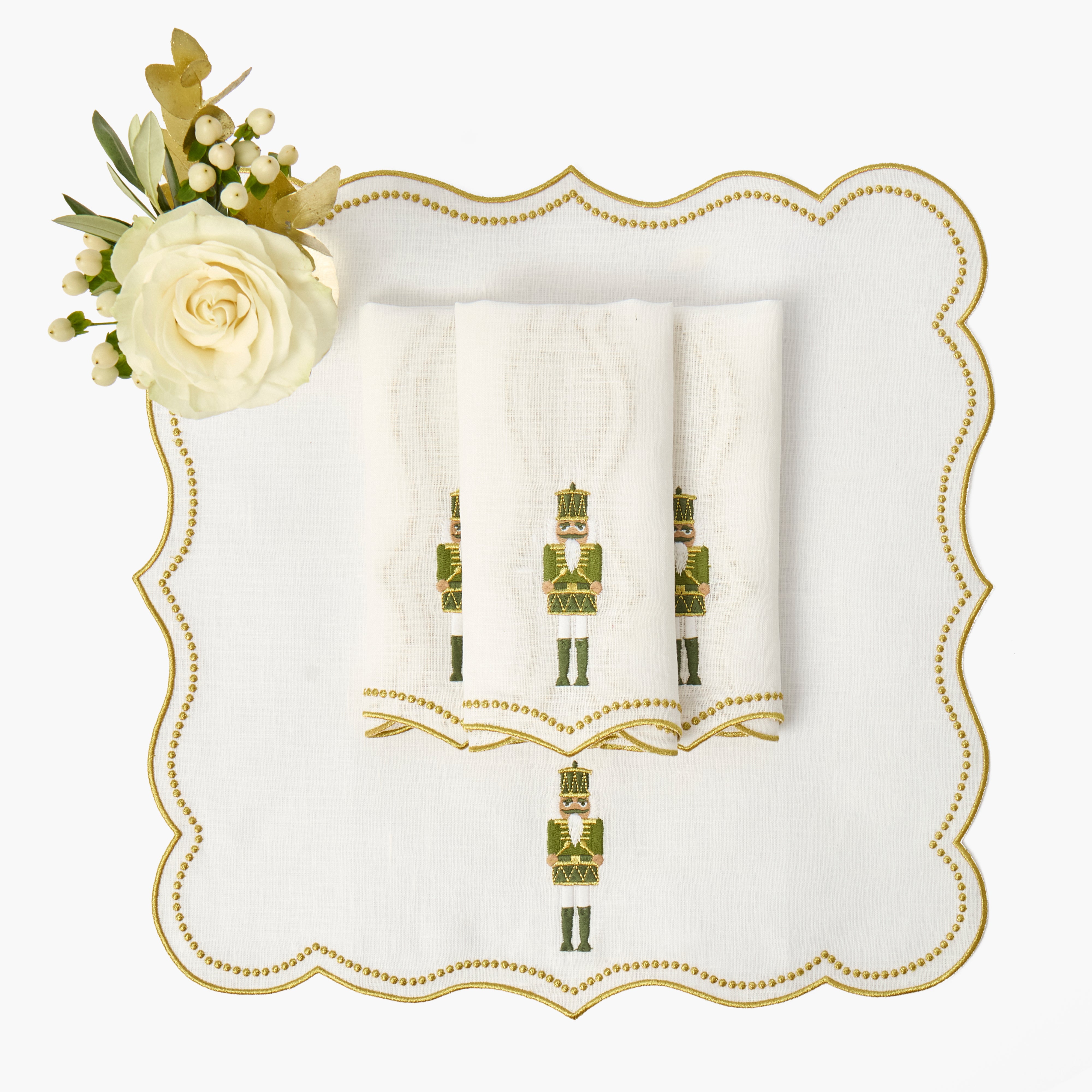 Eloise Nutcracker Embroidered Linen Napkins (Set of 4)