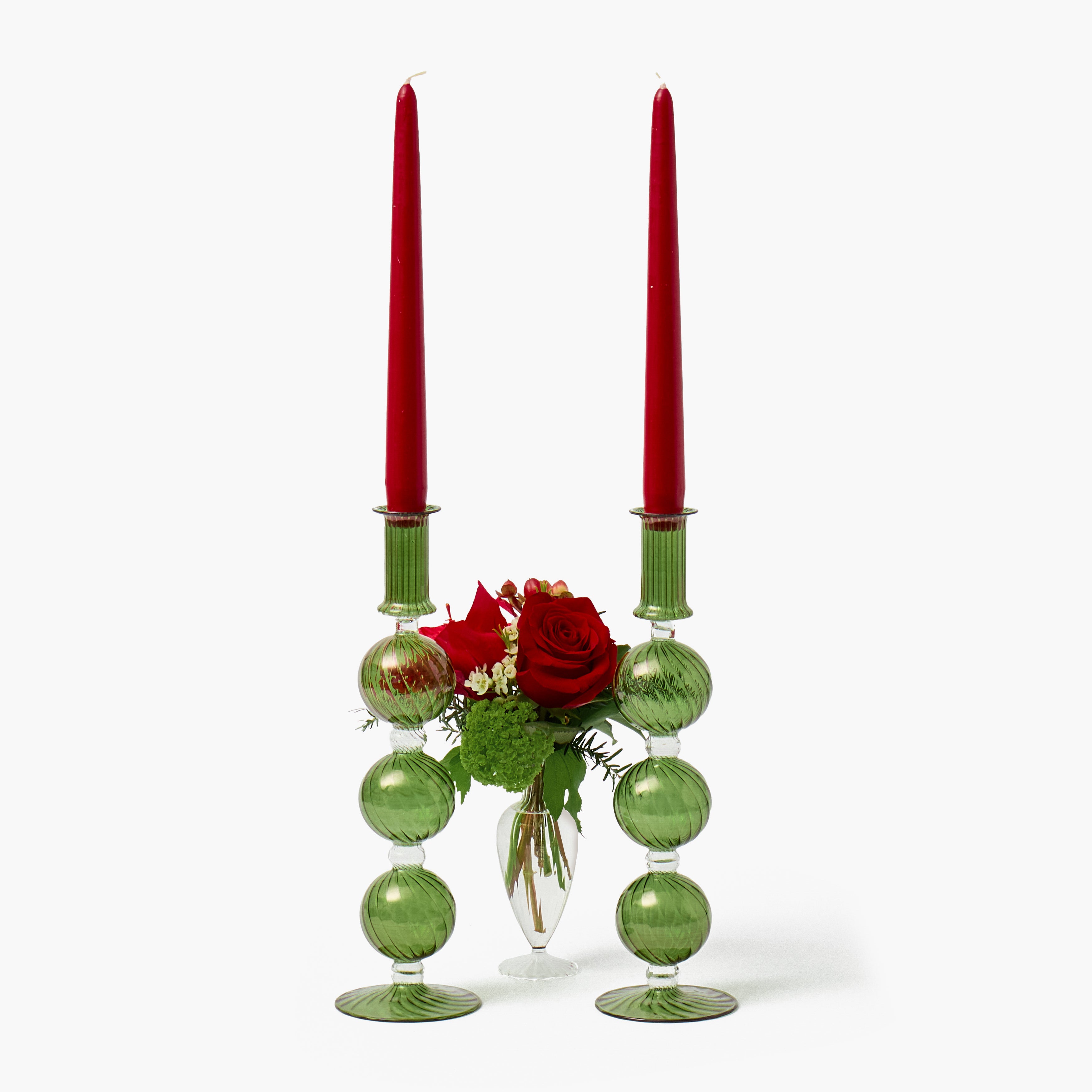 Forest Green Camille Candle Holders (Pair)