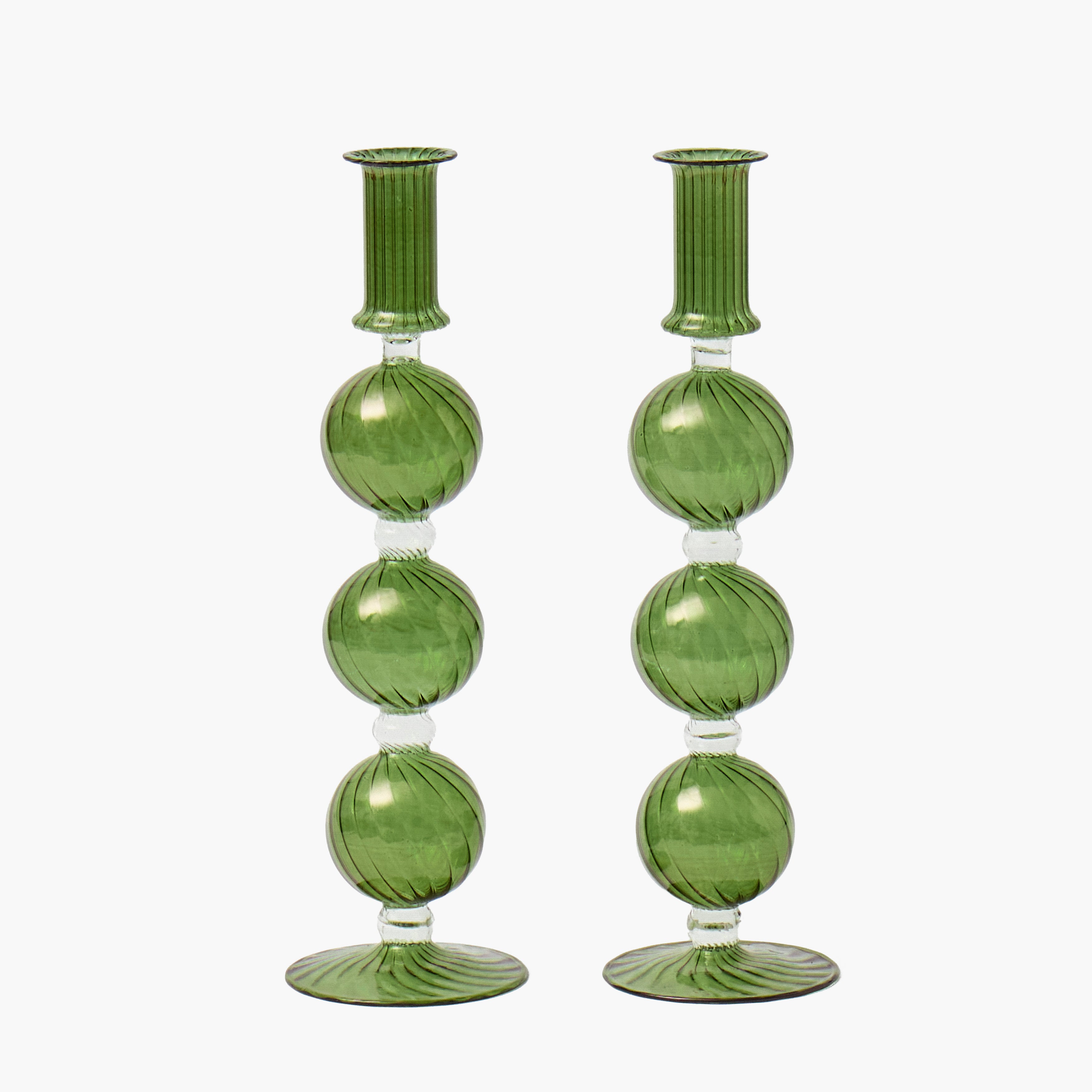 Forest Green Camille Candle Holders (Pair)
