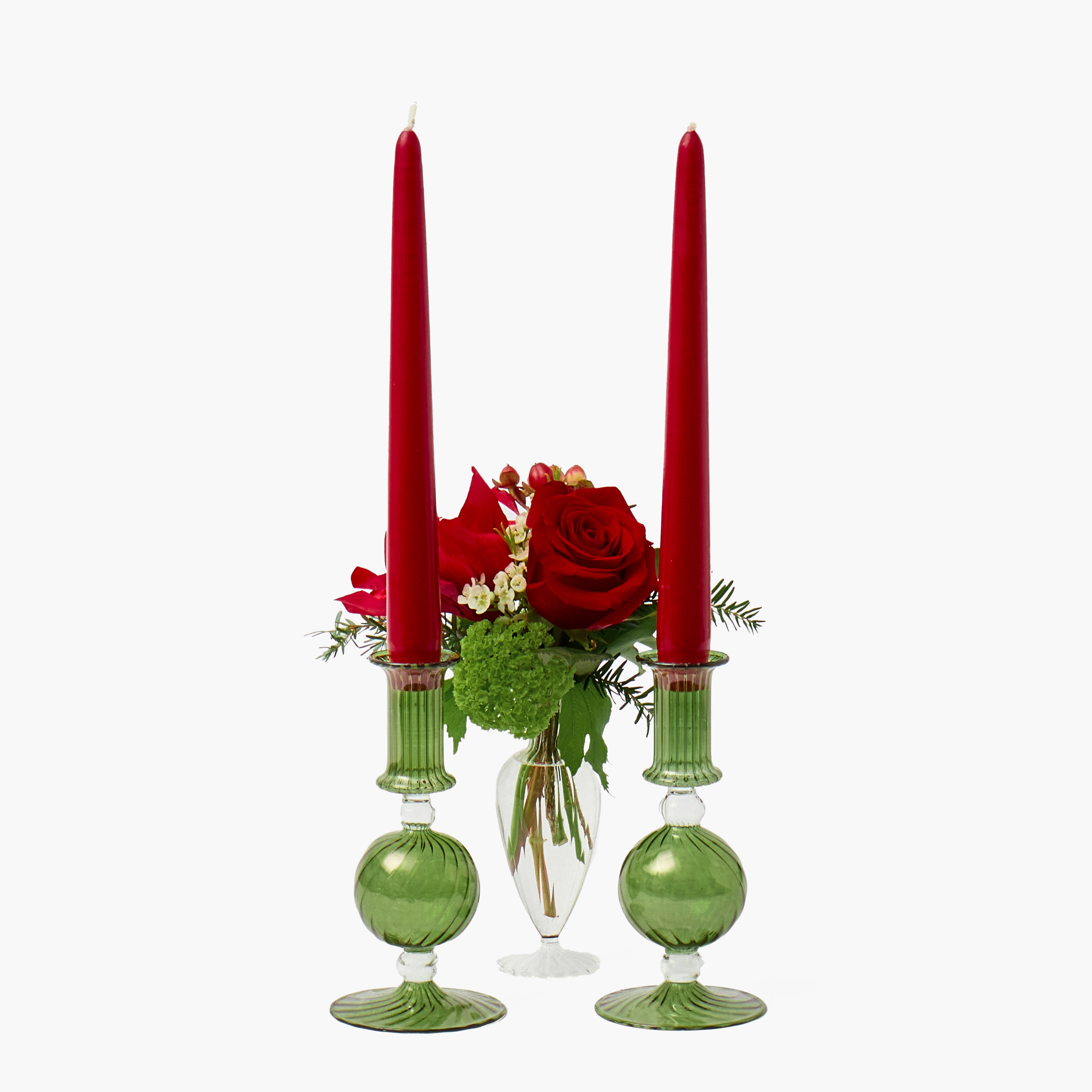 Forest Green Camille Candle Set (Red)