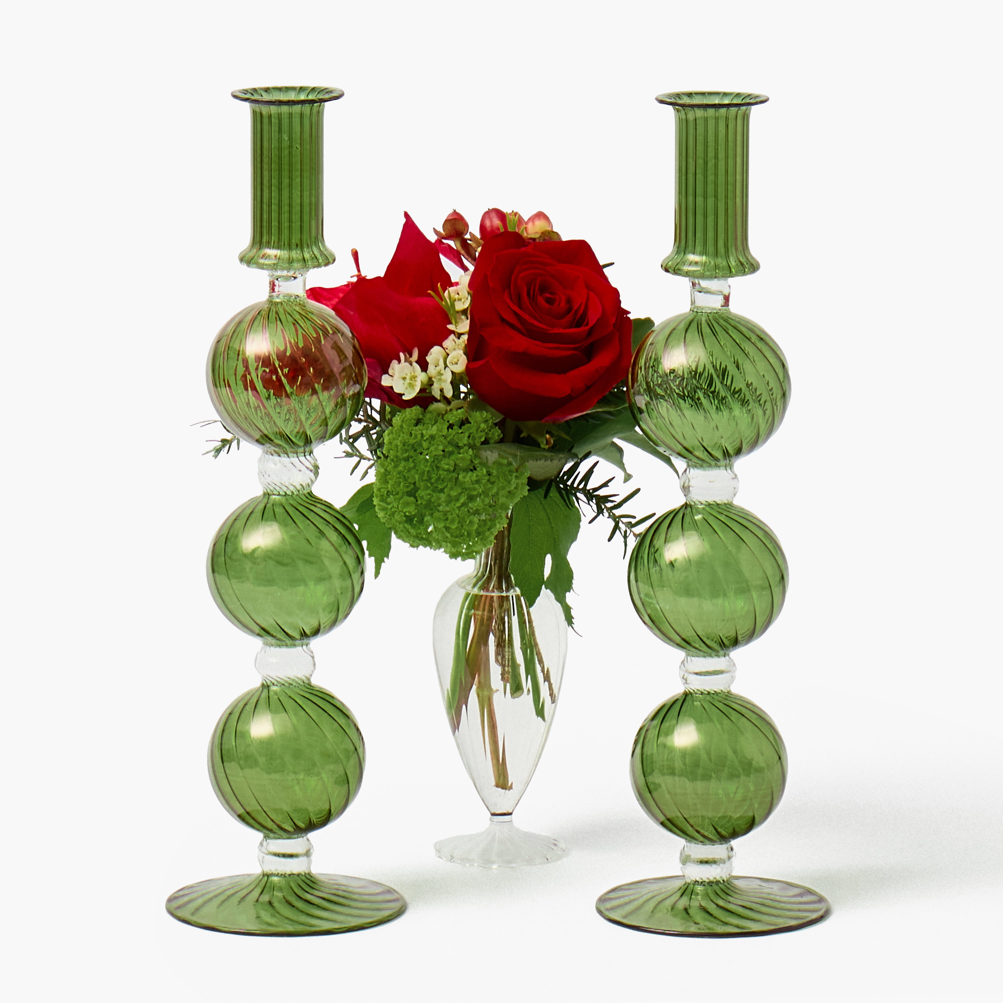 Forest Green Camille Candle Holders (Pair)